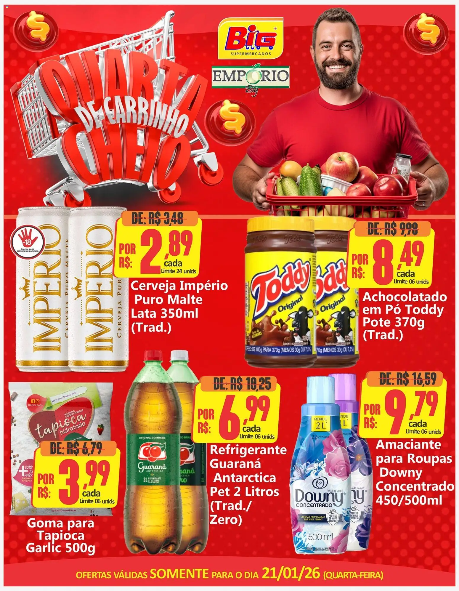 Big Supermercados Folheto - válido de 21.01.2026 | Página: 1 | Produtos: Guaraná, Tapioca, Refrigerante, Amaciante