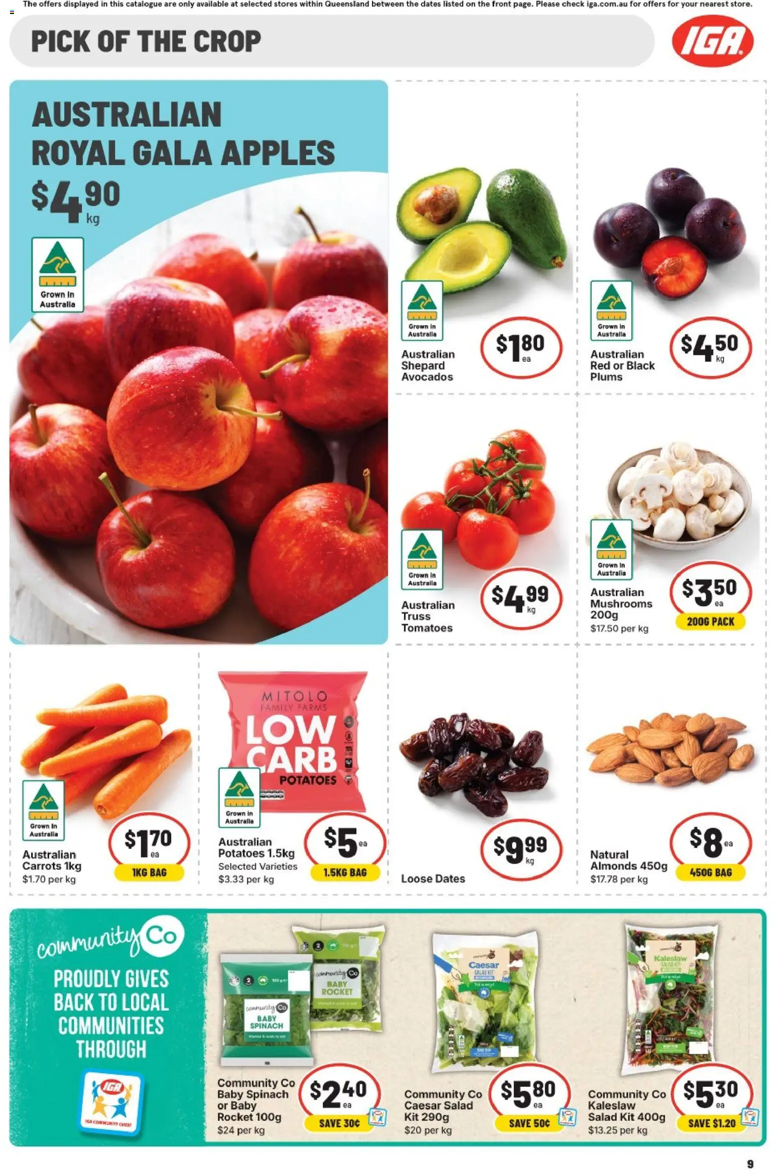 IGA catalogue - valid from 11.03.2026 | Page: 11 | Products: Almonds, Tomatoes, Carrots, Plums