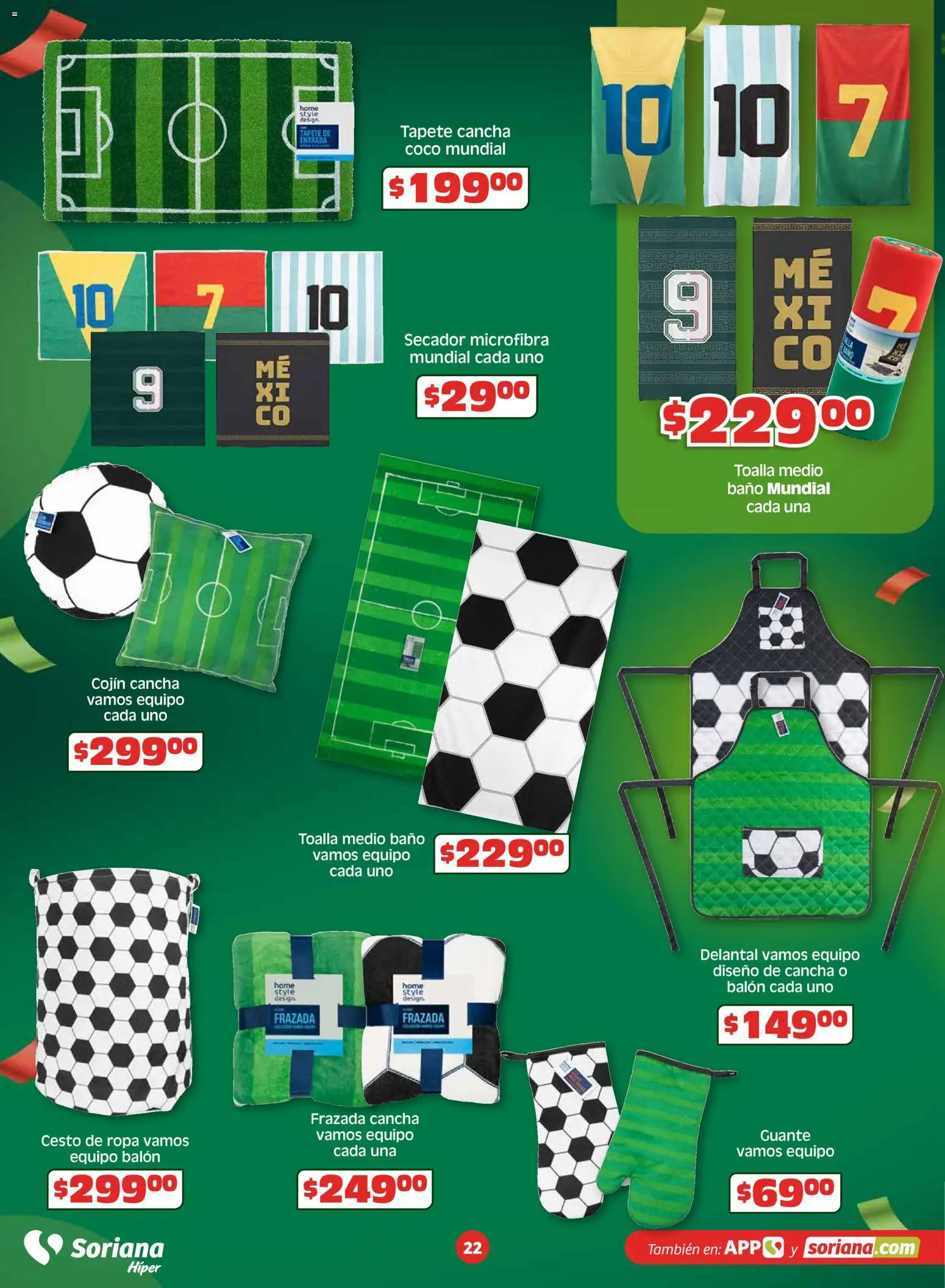 Nuevas ofertas de Soriana válidas en toda la República Mexicana desde el 26.03.2026. ¡Encuentra las mejores ofertas en Soriana En México apoyamos con todo Híper Nacional! | Página: 22 | Productos: Delantal, Toalla, Tapete, Guante