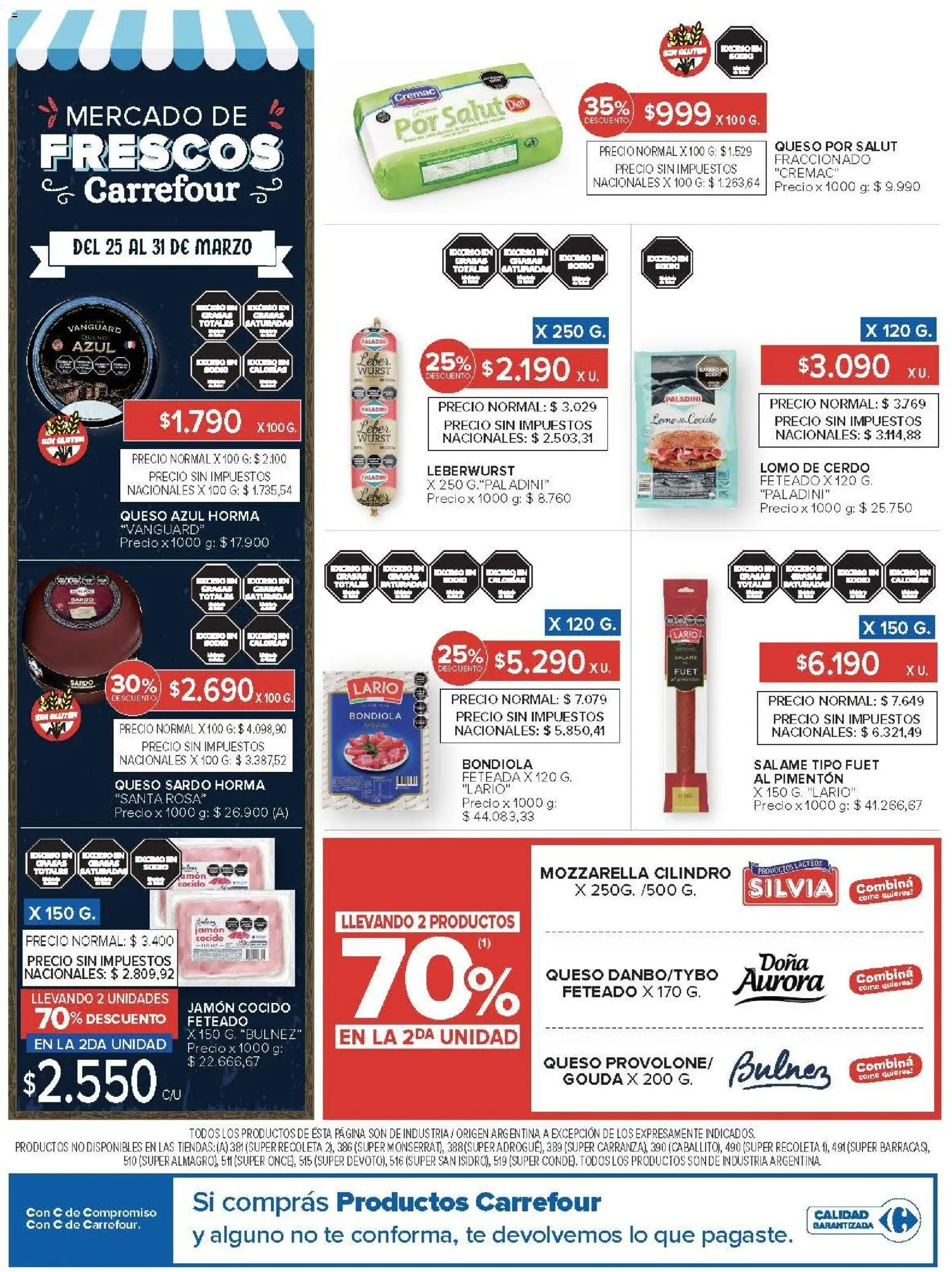 Carrefour ofertas │ válido desde el 25.03.2026 | Página: 21 | Productos: Jamón cocido, Pimentón, Salame, Cerdo