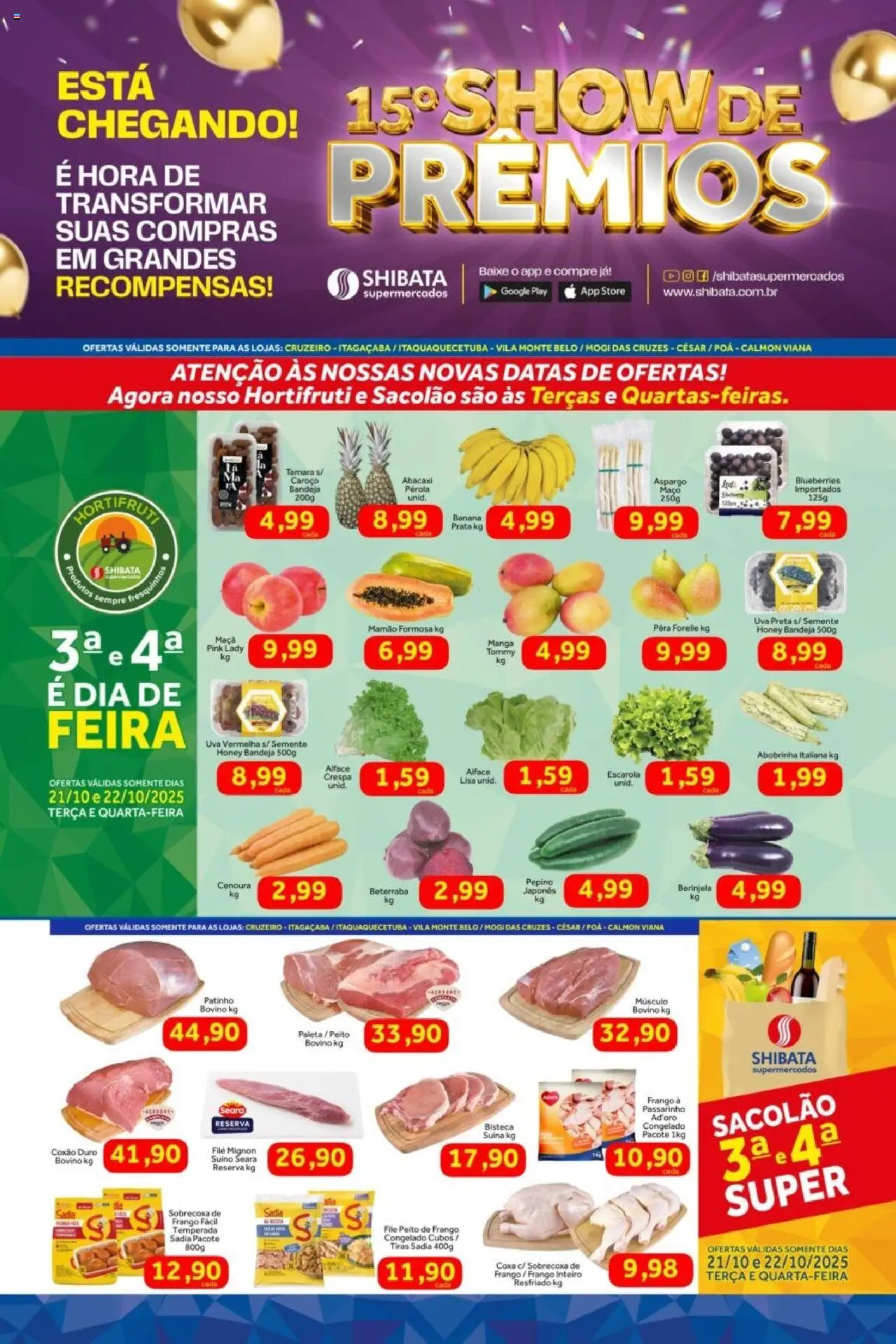 Shibata Folheto - válido de 21.10.2025 | Página: 1 | Produtos: Beterraba, Filé mignon, Poá, Frango