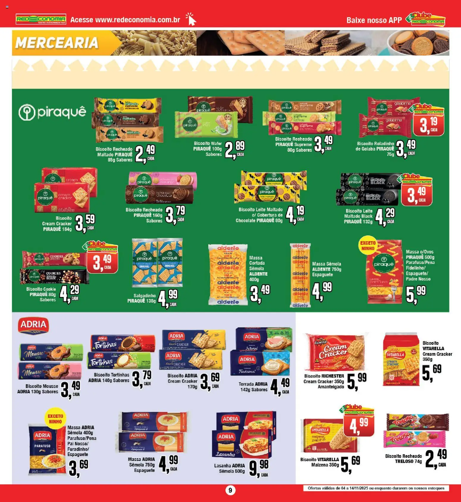 RedEconomia Folheto - válido de 14.11.2025 | Página: 9 | Produtos: Goiaba, Chocolate, Lasanha, Cream cracker