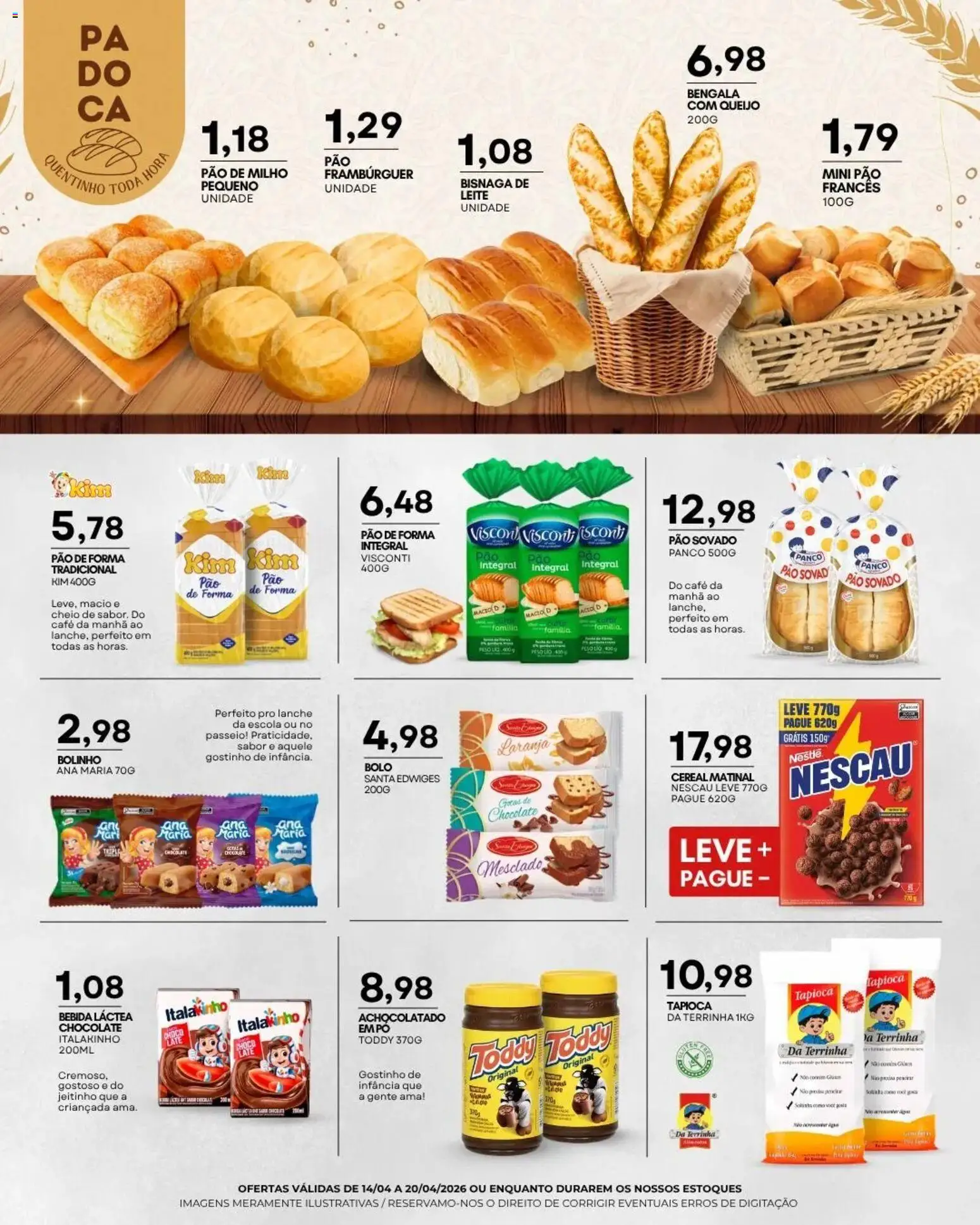 Mercadão Atacadista Folheto - válido de 14.04.2026 | Página: 6 | Produtos: Nescau, Tapioca, Queijo, Café