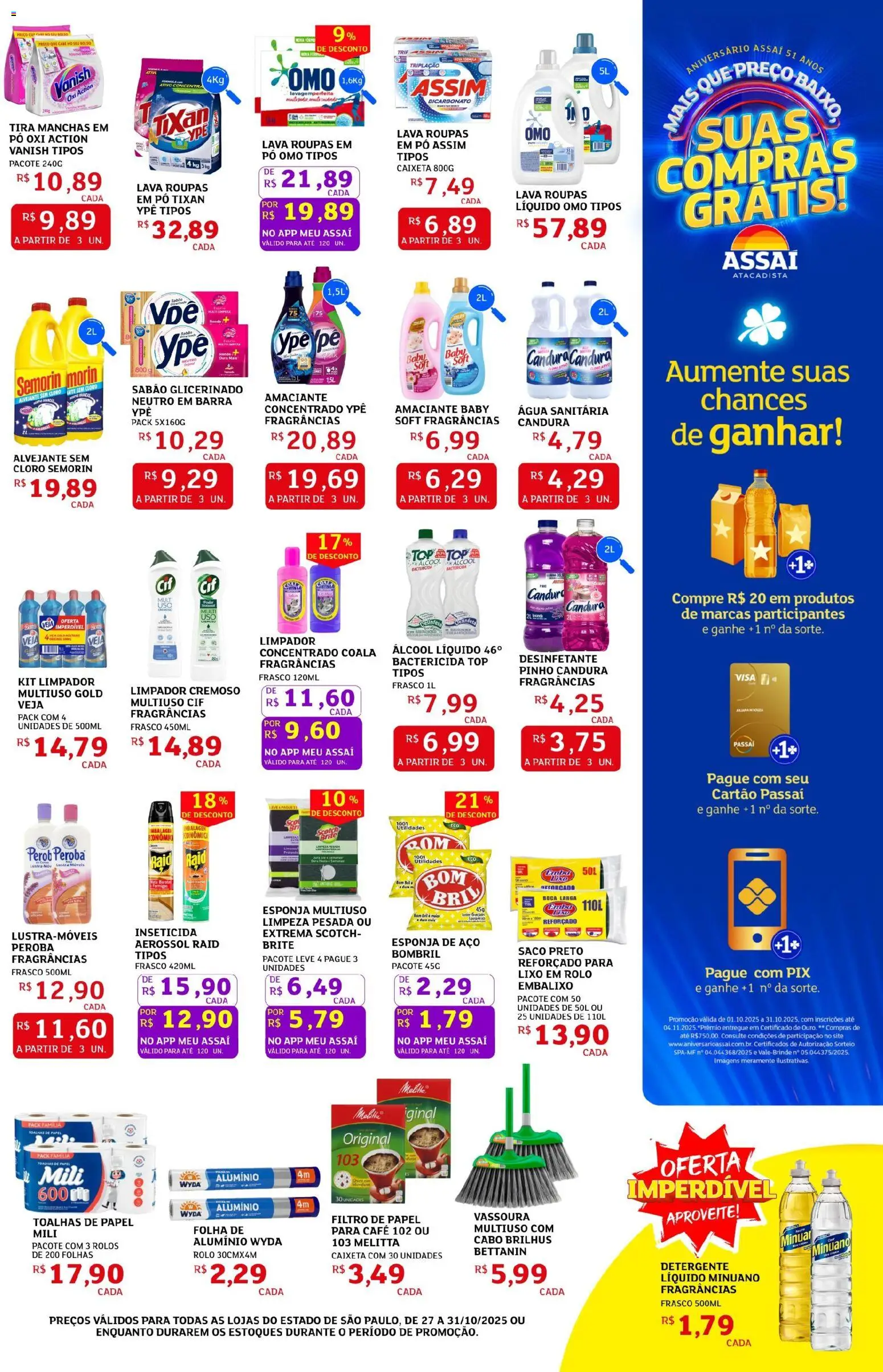 Assaí Atacadista Folheto - válido de 27.10.2025 | Página: 7 | Produtos: Rolo, Sabão, Roupas, Vassoura