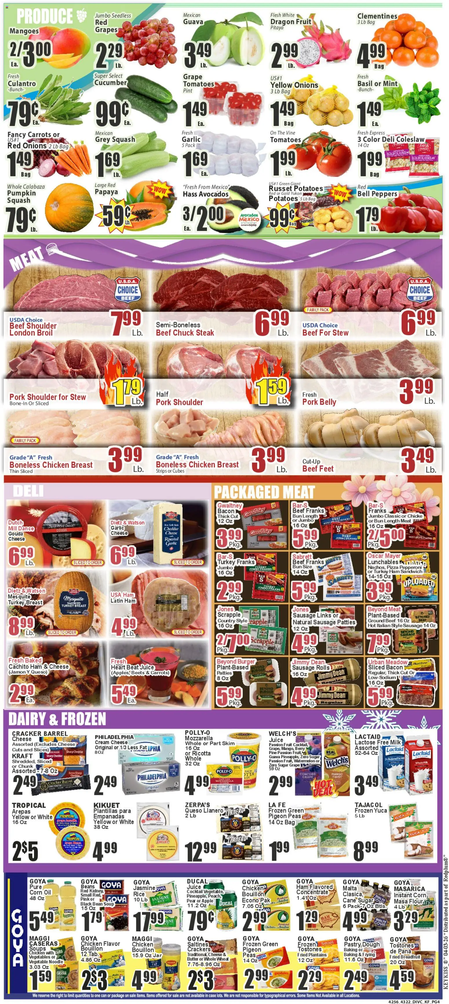 Key Food Weekly Ad - valid from 03.04.2026 | Page: 4 | Products: Ham, Pork, Tomatoes, Vegetables