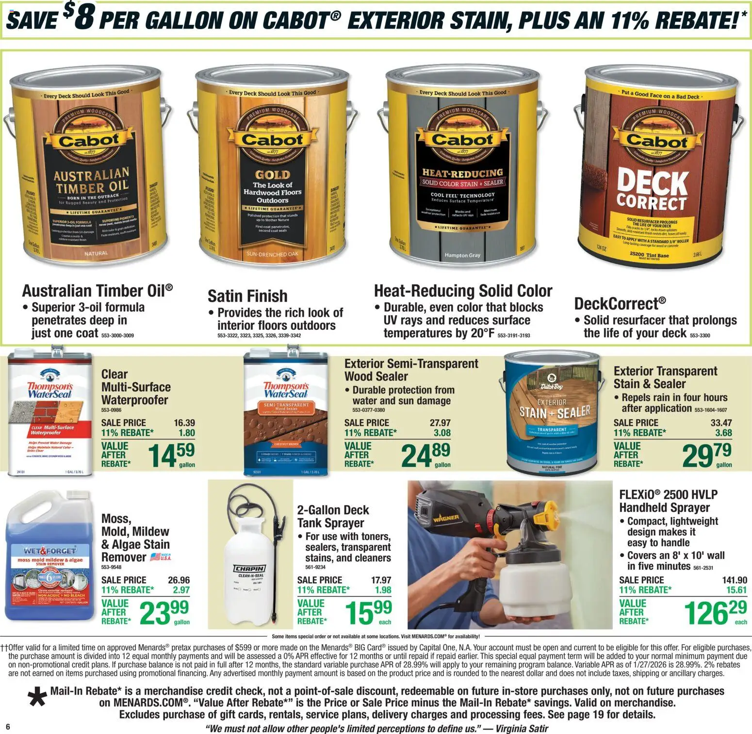 Menards Weekly Ad - valid from 22.04.2026 | Page: 6 | Products: Oil, Stain remover, Coat, Water