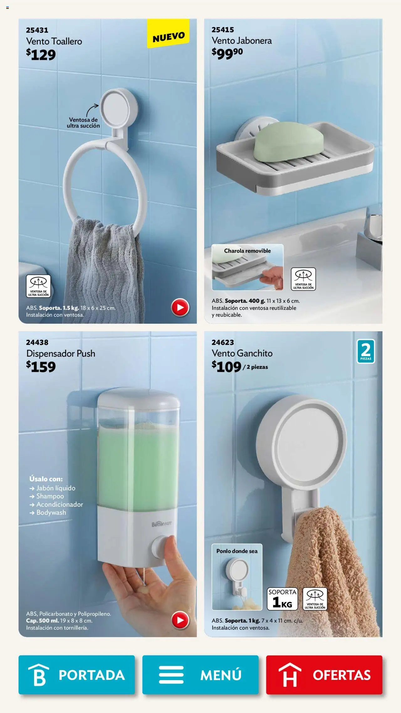 Nuevas ofertas de Betterware válidas en toda la República Mexicana desde el 01.09.2025. ¡Encuentra las mejores ofertas en Betterware - Campaña 9 2025! | Página: 82 | Productos: Toallero, Jabón líquido, Acondicionador, Jabón