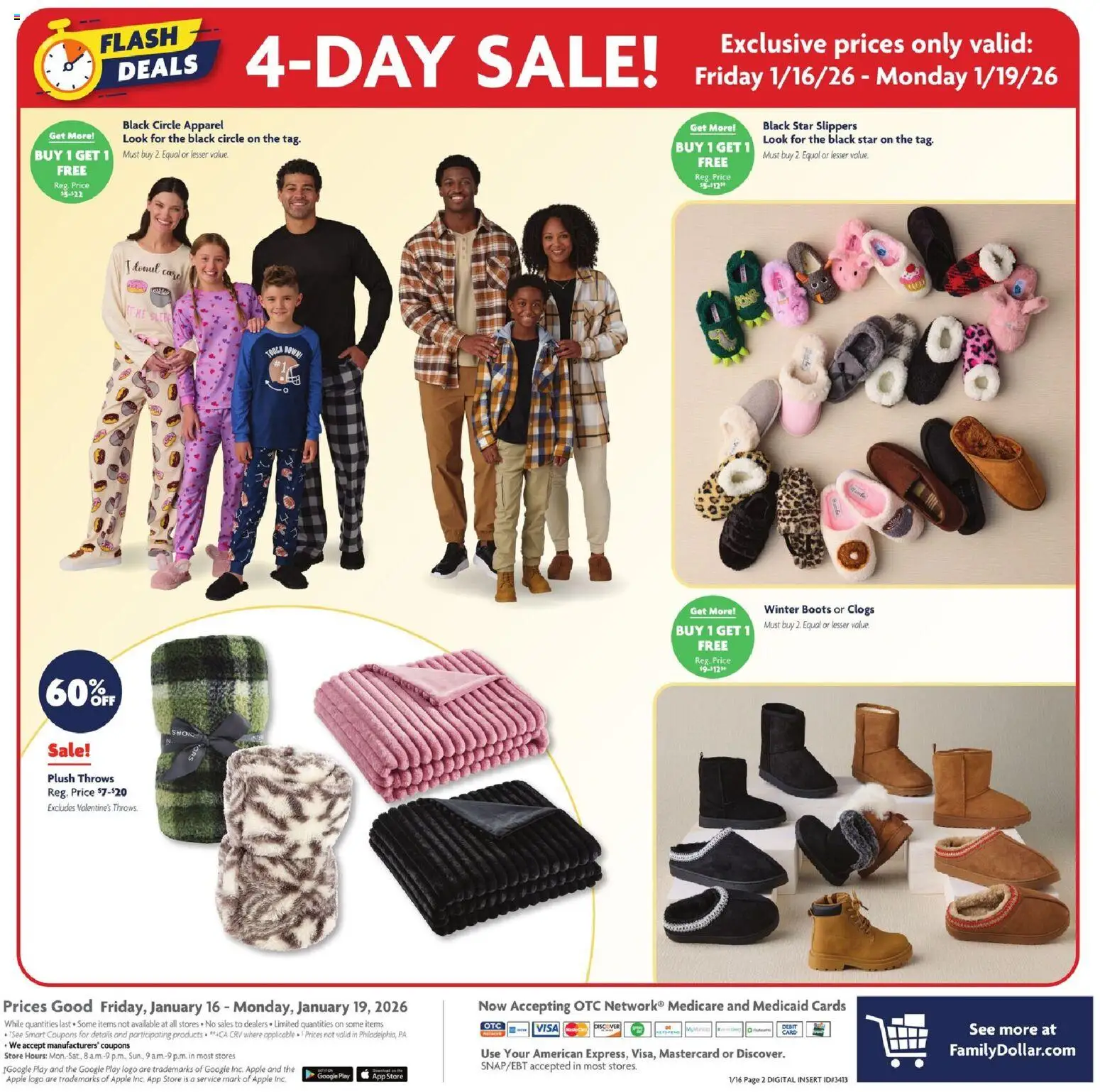 Family Dollar 4 Day Sale - valid from 16.01.2026 | Page: 2 | Products: Boots, Slippers