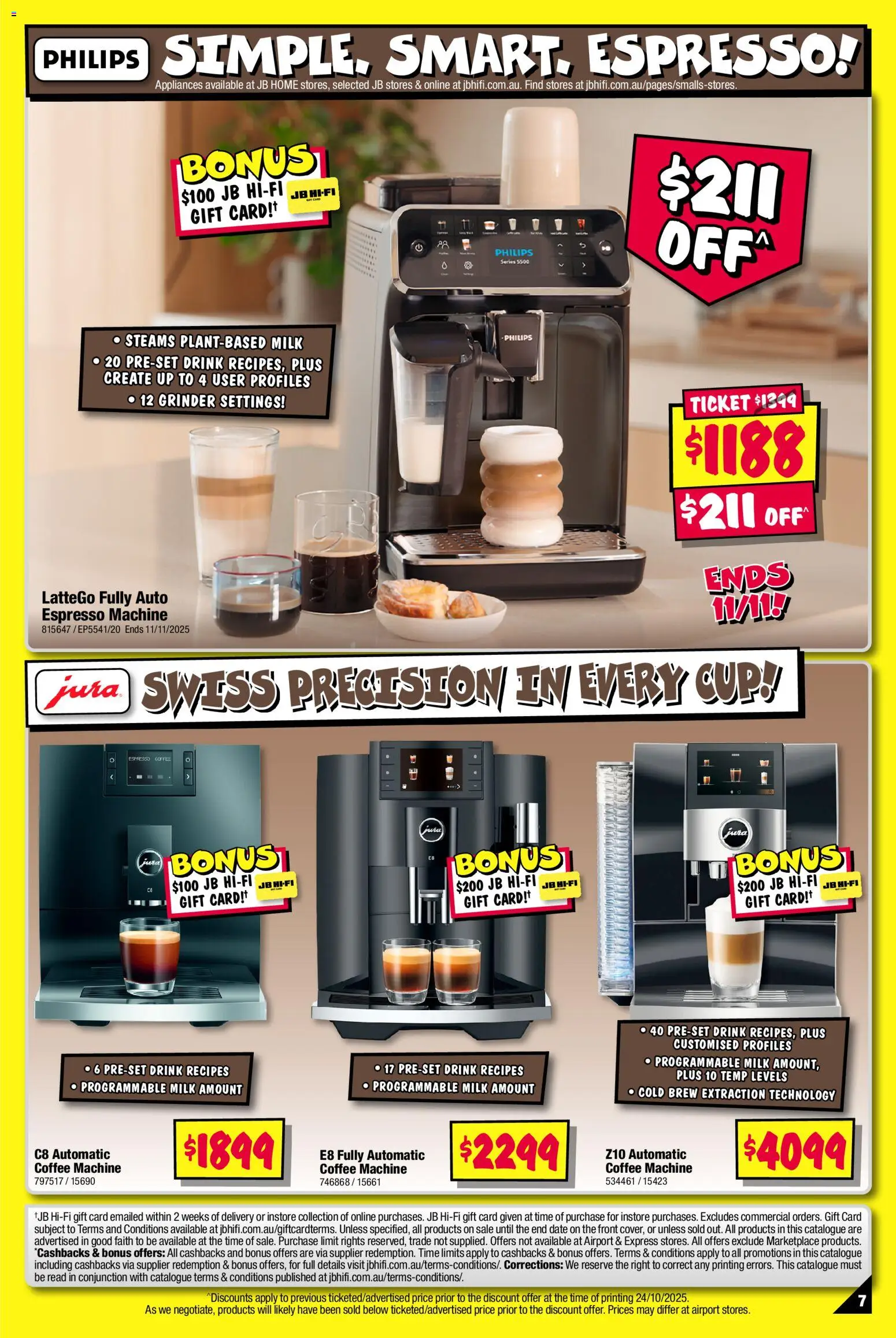 JB Hi-Fi catalogue - valid from 06.11.2025 | Page: 7 | Products: Milk, Coffee, Grinder, Espresso machine
