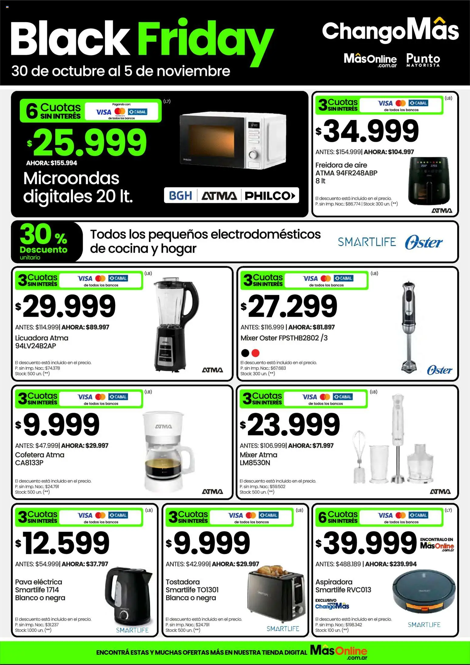 Punto Mayorista Black Friday │ válido desde el 30.10.2025 | Página: 4 | Productos: Aspiradora, Microondas, Freidora de aire, Pava eléctrica