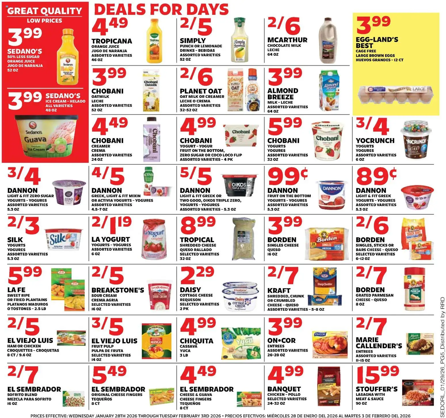 Sedano's Weekly Ad - valid from 28.01.2026 | Page: 5 | Products: Cheese, Eggs, Sour cream, Sugar