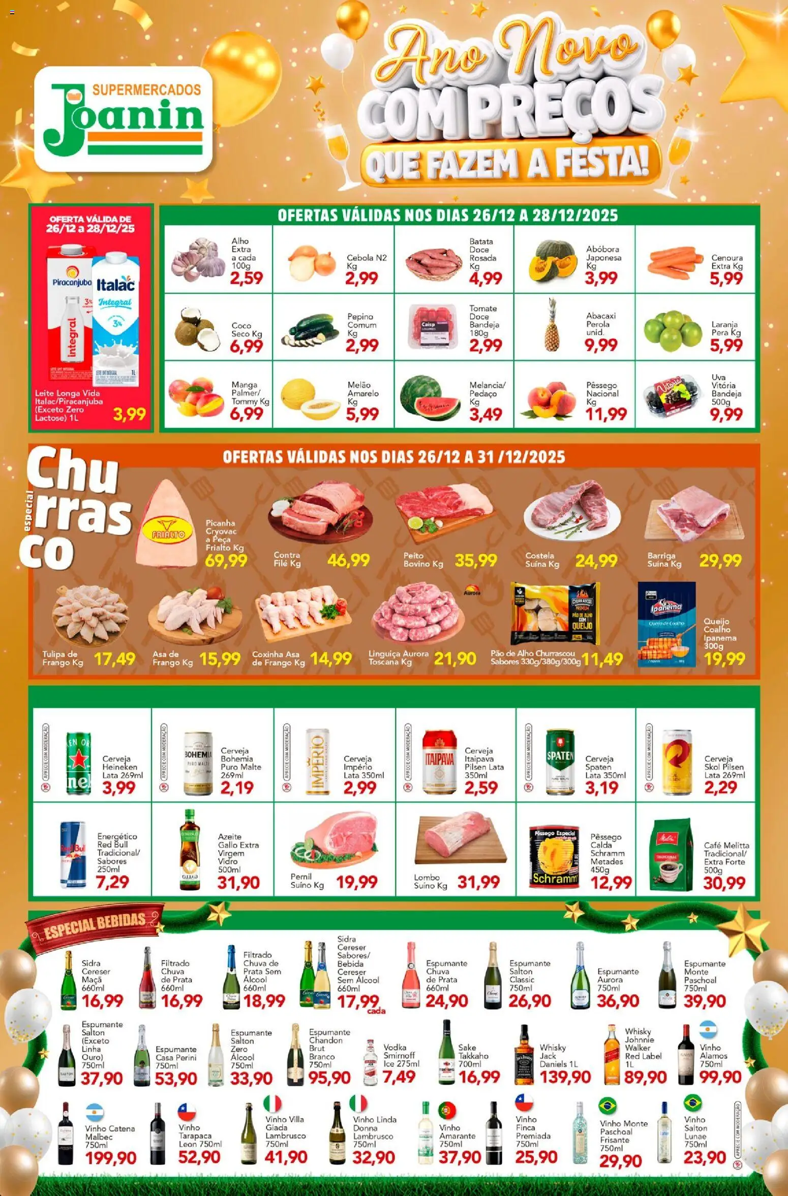 Supermercados Joanin Folheto - válido de 26.12.2025 | Página: 1 | Produtos: Pernil, Café, Queijo coalho, Vodka
