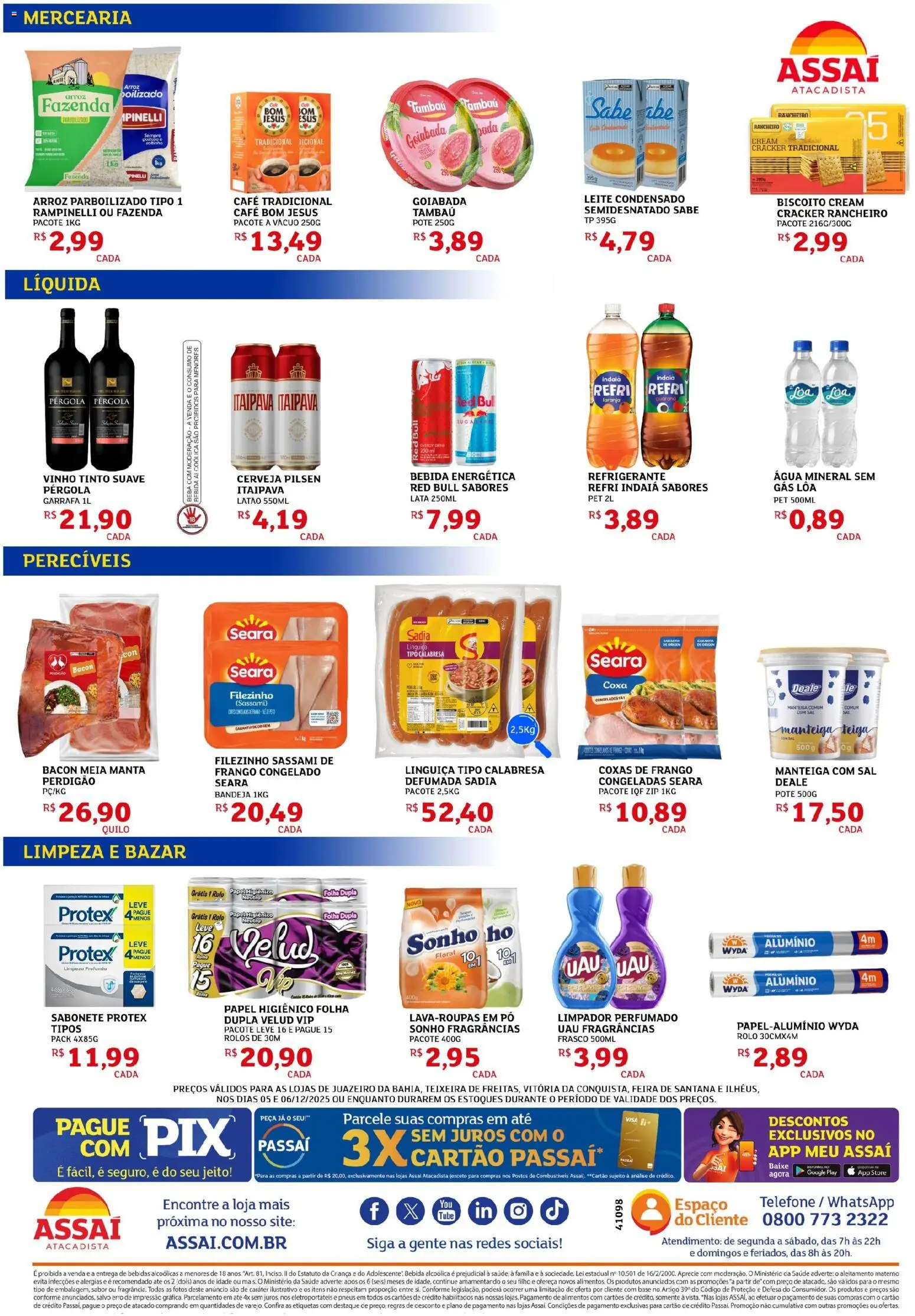 Assaí Atacadista Folheto - válido de 05.12.2025 | Página: 2 | Produtos: Linguiça, Cerveja, Bebida, Bandeja