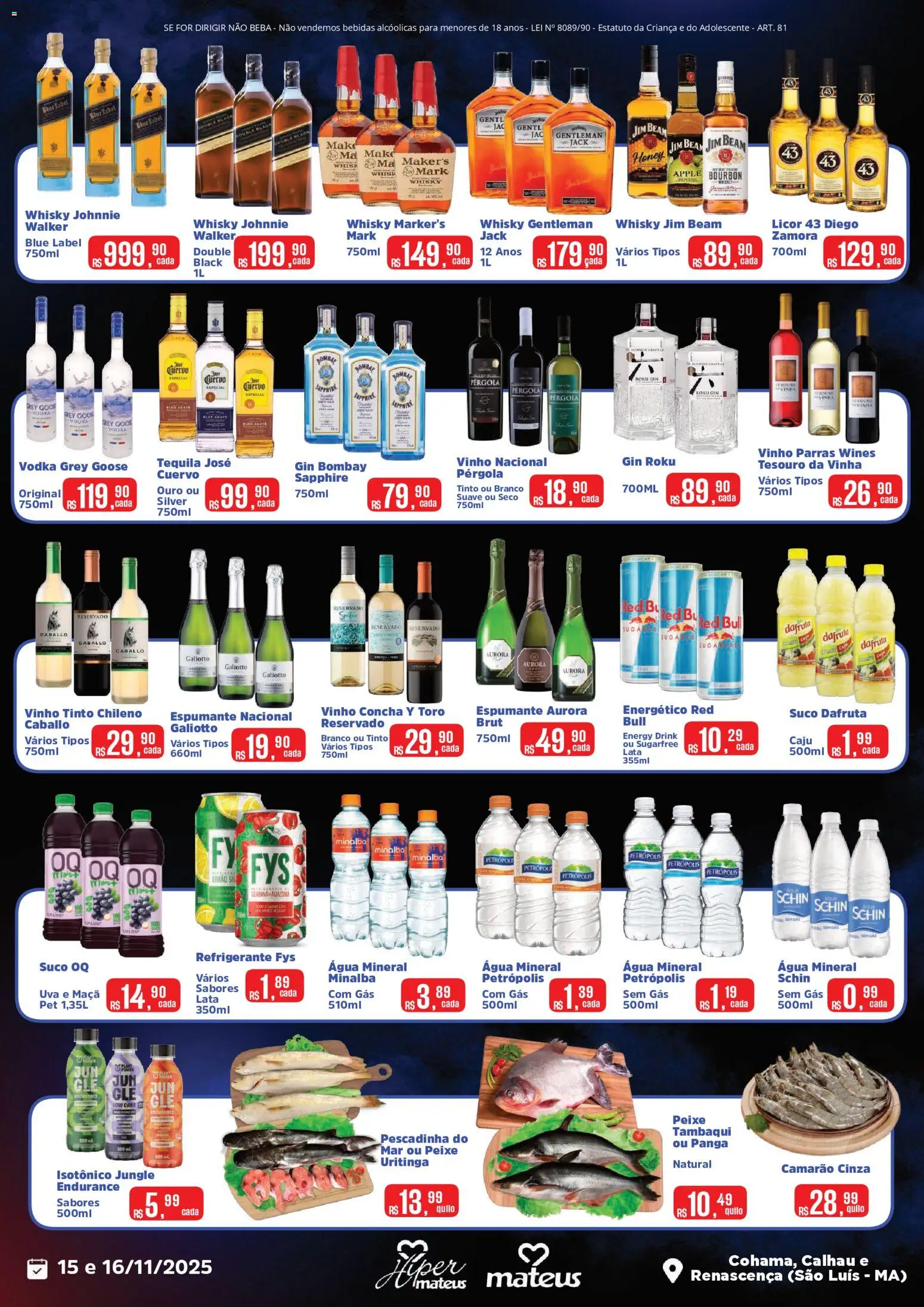 Mateus Folheto - válido de 15.11.2025 | Página: 2 | Produtos: Tequila, Minalba, Vodka, Isotônico