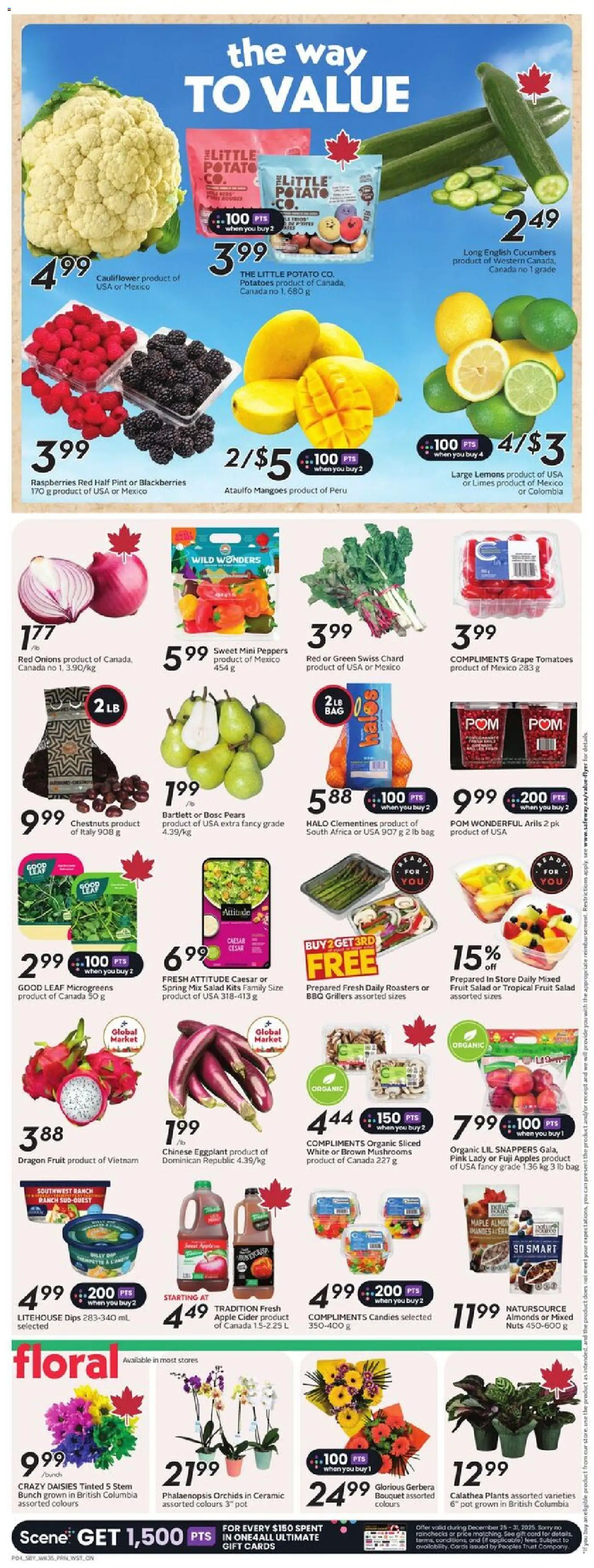 Safeway flyer valid from 25.12.2025 | Page: 7 | Products: Cucumbers, Salad, Potatoes, Apples