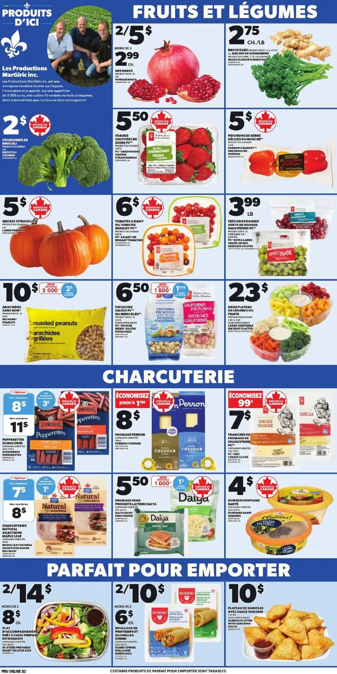 Provigo flyer valid from 16.10.2025 | Page: 3 | Products: Strawberries, PC, Cheese, Pumpkin