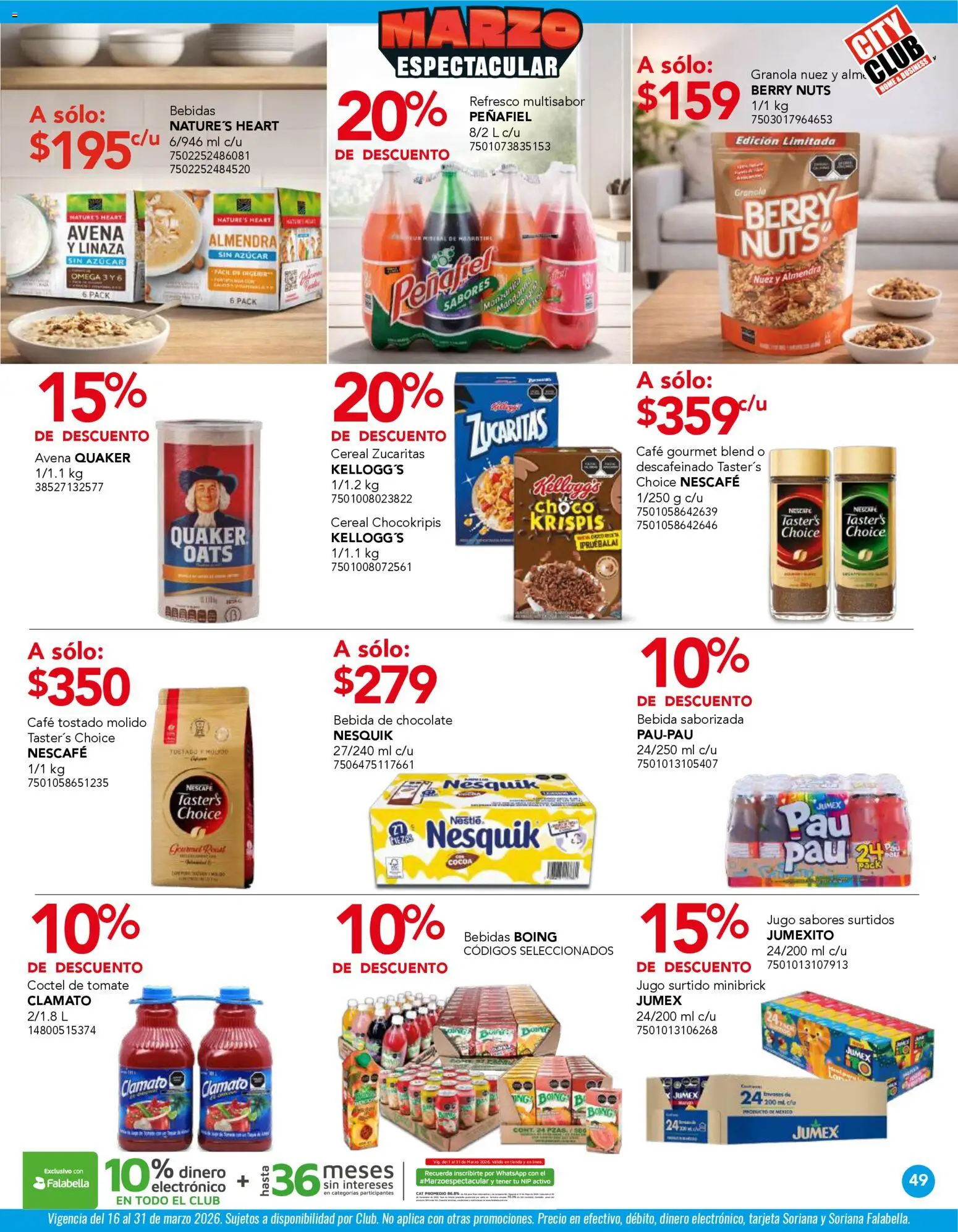 Nuevas ofertas de City Club válidas en toda la República Mexicana desde el 02.03.2026. ¡Encuentra las mejores ofertas en City Club catálogo! | Página: 49 | Productos: Azúcar, Refresco, Chocolate, Jugo