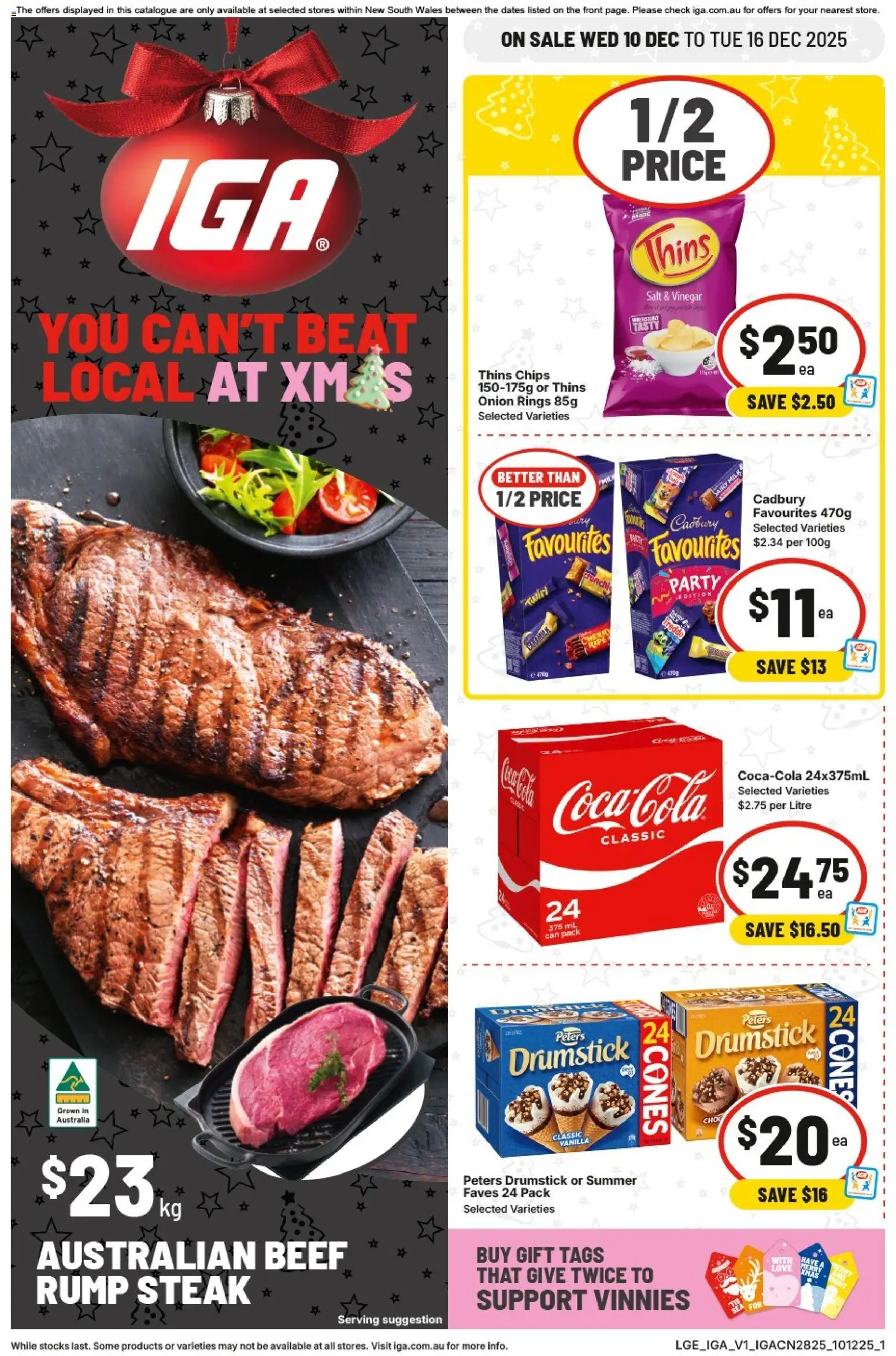 IGA catalogue - valid from 10.12.2025 | Page: 1 | Products: Beef, Steak, Salt, Vinegar
