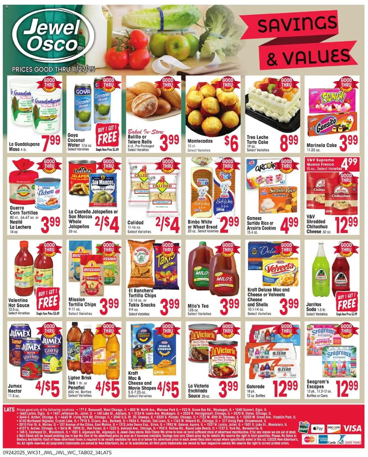 Jewel Osco Savings & Values - valid from 24.09.2025 | Page: 2 | Products: Jalapeno peppers, Cheese, Tea, Cookies