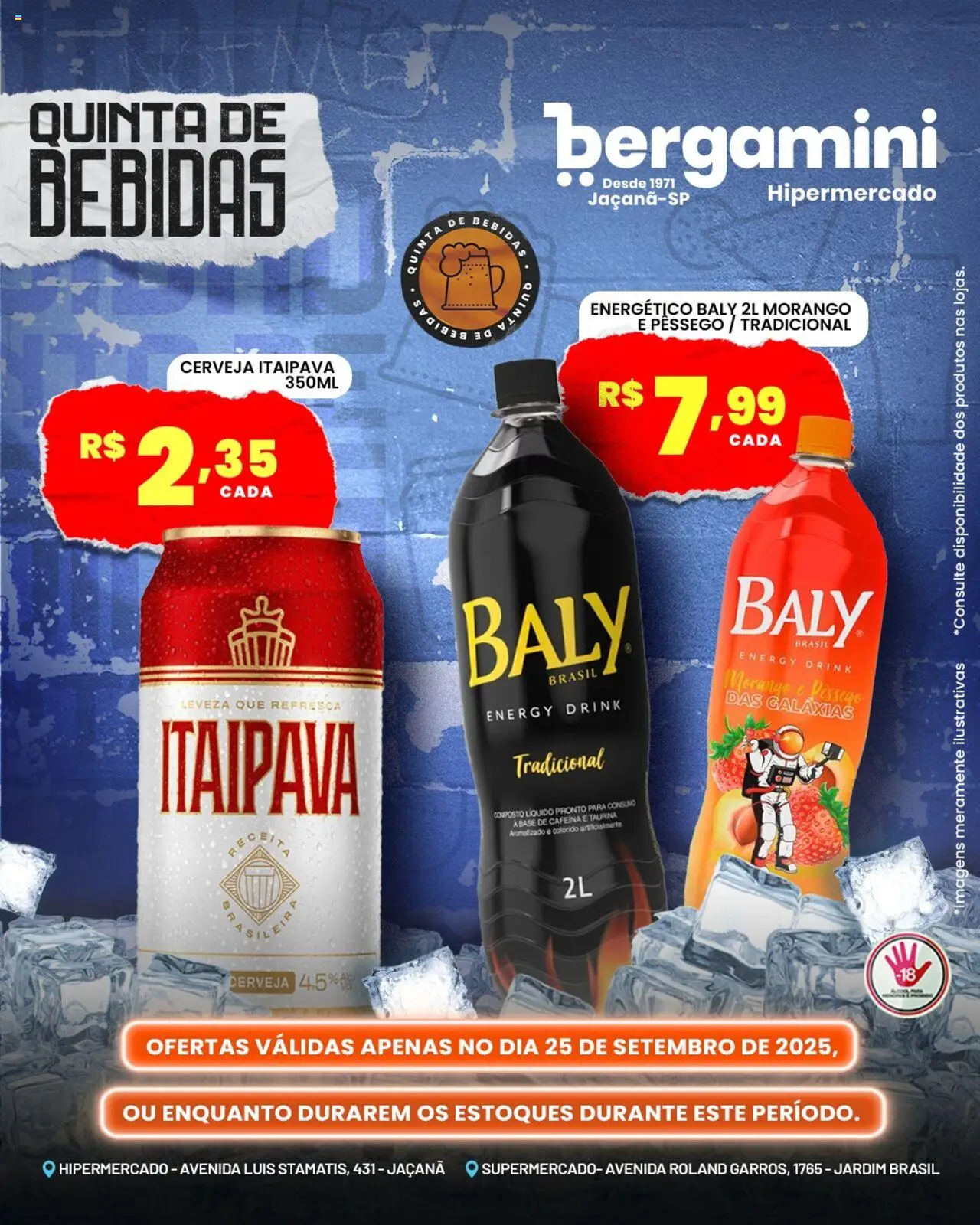 Supermercado Bergamini Folheto - válido de 25.09.2025 | Página: 7 | Produtos: Pêssego, Energético, Cerveja, Base