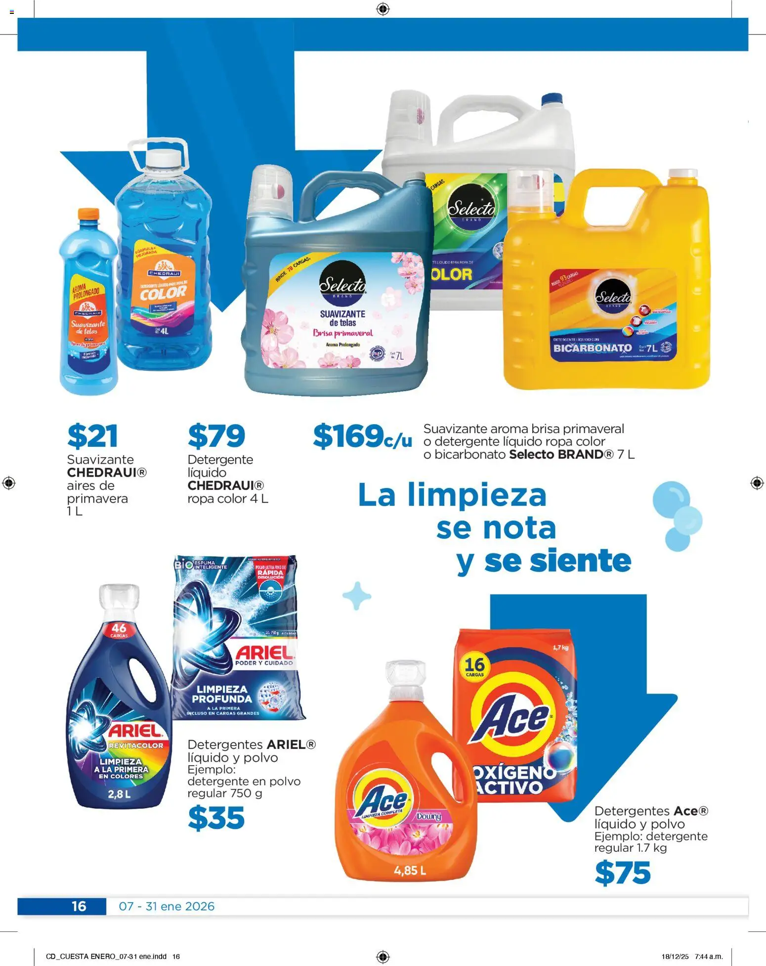 Nuevas ofertas de Chedraui válidas en toda la República Mexicana desde el 07.01.2026. ¡Encuentra las mejores ofertas en Chedraui folleto Cuesta menos llevarte más! | Página: 16 | Productos: Espuma, Suavizante, Suavizante de telas, Ropa