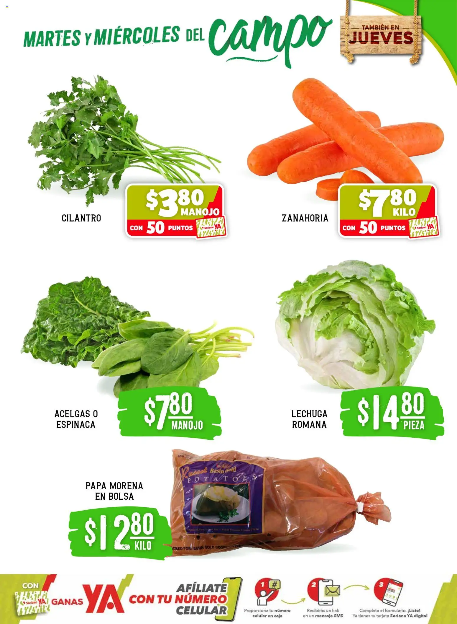 Nuevas ofertas de Soriana válidas en toda la República Mexicana desde el 07.04.2026. ¡Encuentra las mejores ofertas en Soriana Martes y Miércoles del Campo Súper: Saltillo y Torreón! | Página: 3 | Productos: Bolsa, Espinaca, Caja, Zanahoria