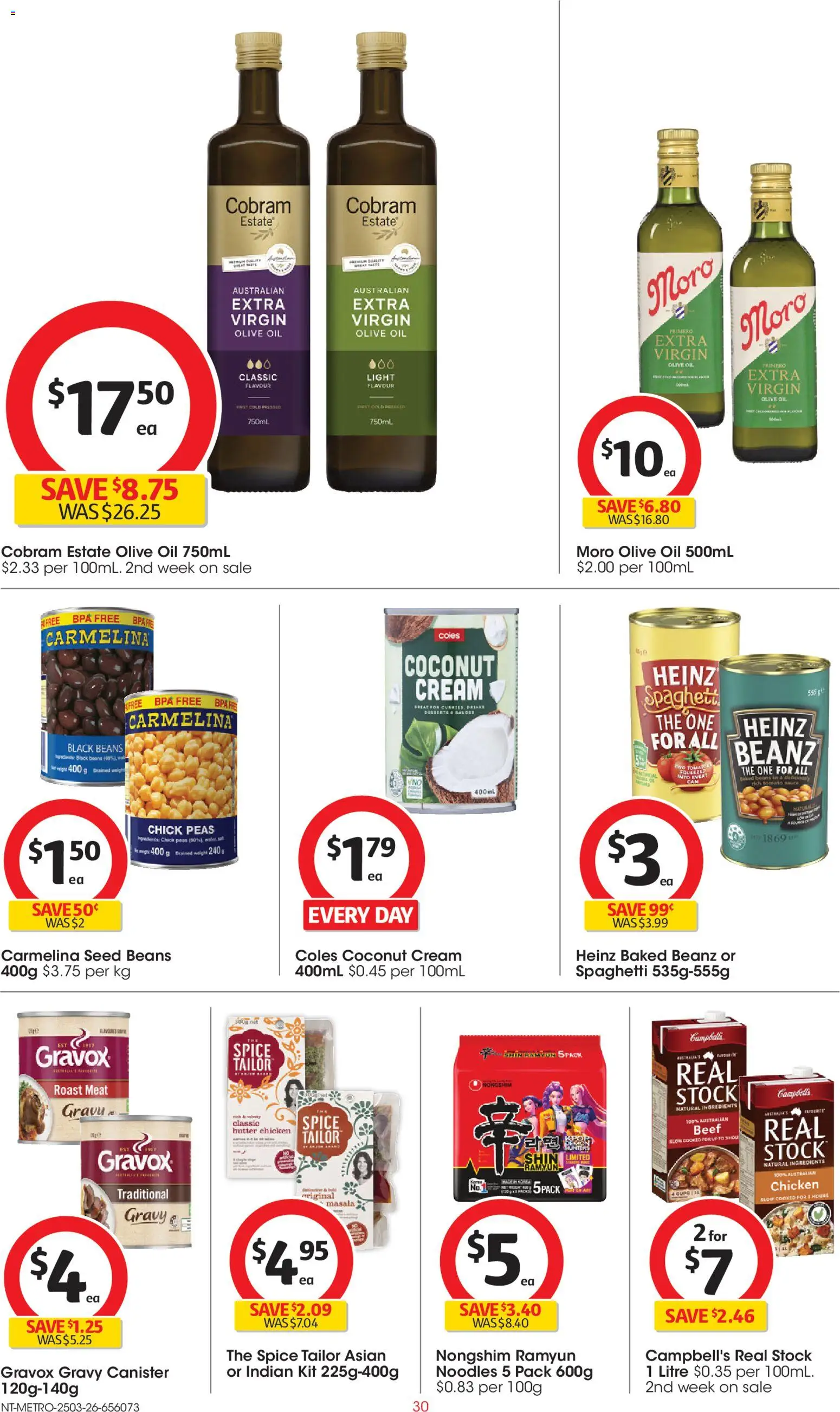 Coles catalogue - valid from 25.03.2026 | Page: 30 | Products: Oil, Noodles, Meat, Sauce