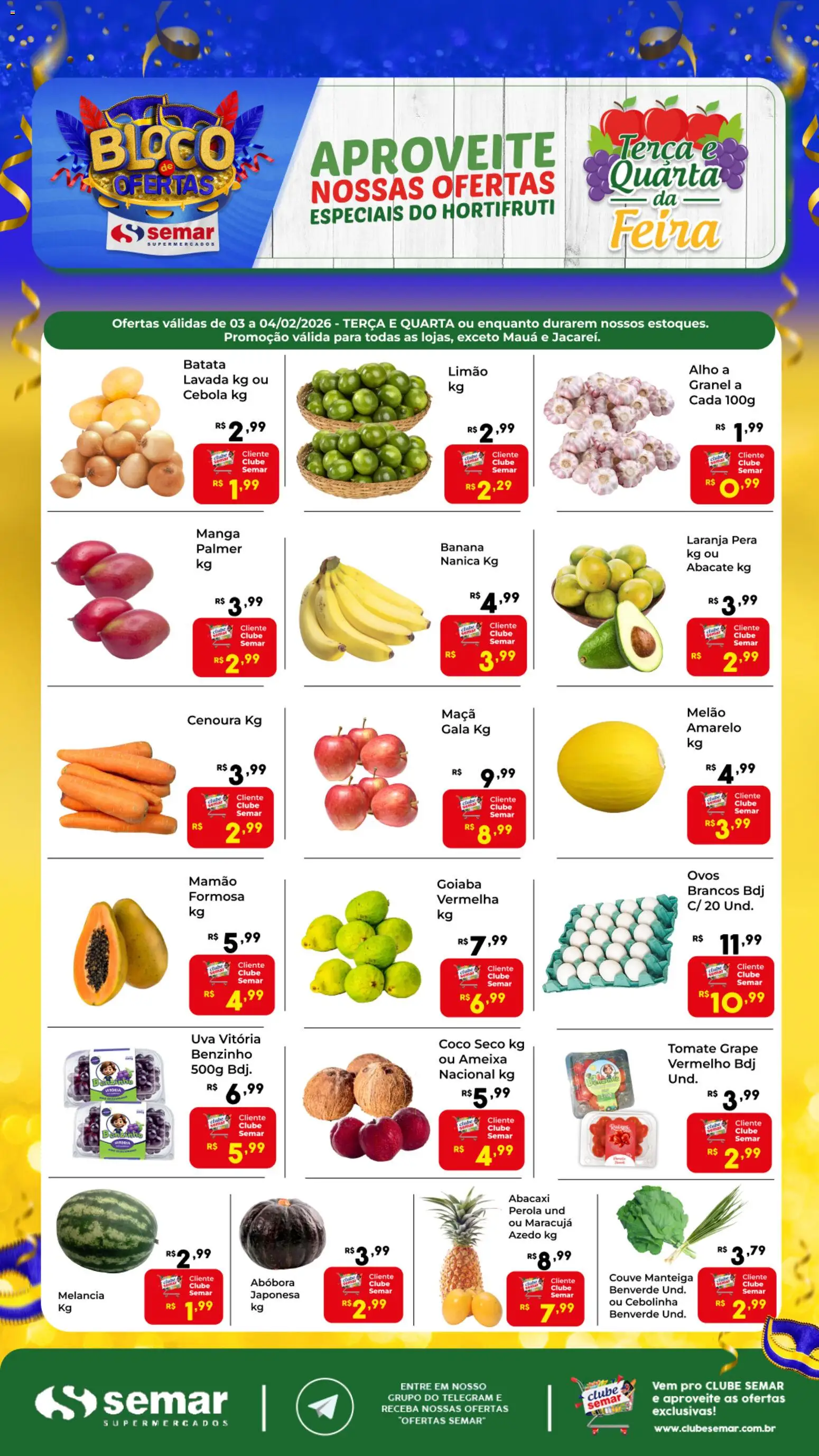 Semar Supermercado Folheto - válido de 03.02.2026 | Página: 1 | Produtos: Maracujá, Pera, Manteiga, Abacaxi