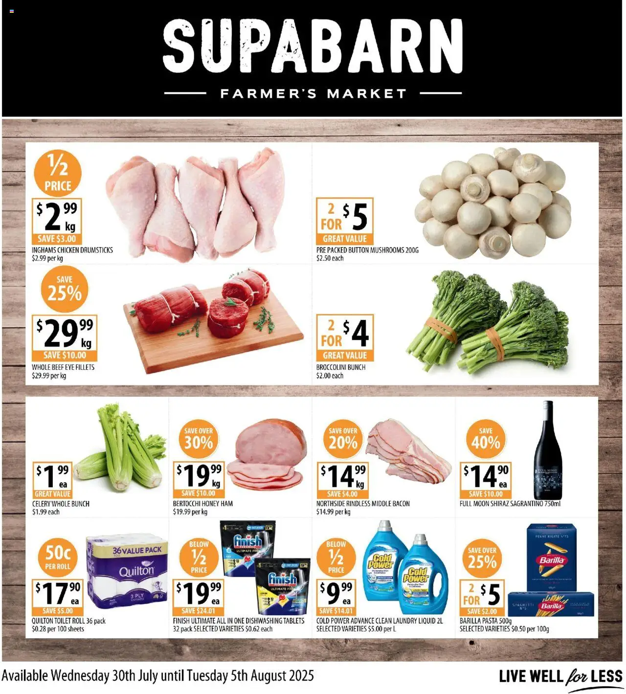Supabarn catalogue - valid from 30.07.2025 | Page: 1 | Products: Toilet, Ham, Honey, Mushrooms