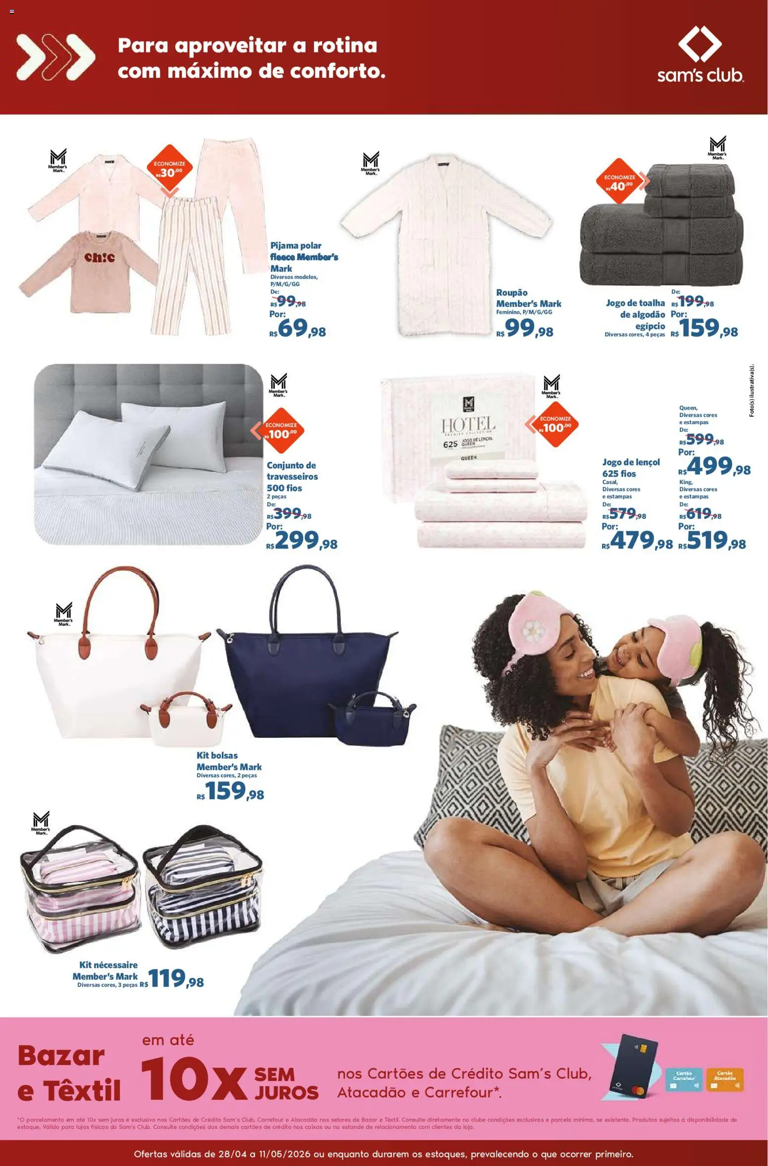 Sam's Club Folheto - válido de 28.04.2026 | Página: 8 | Produtos: Necessaire, Lençol, Algodão, Roupão