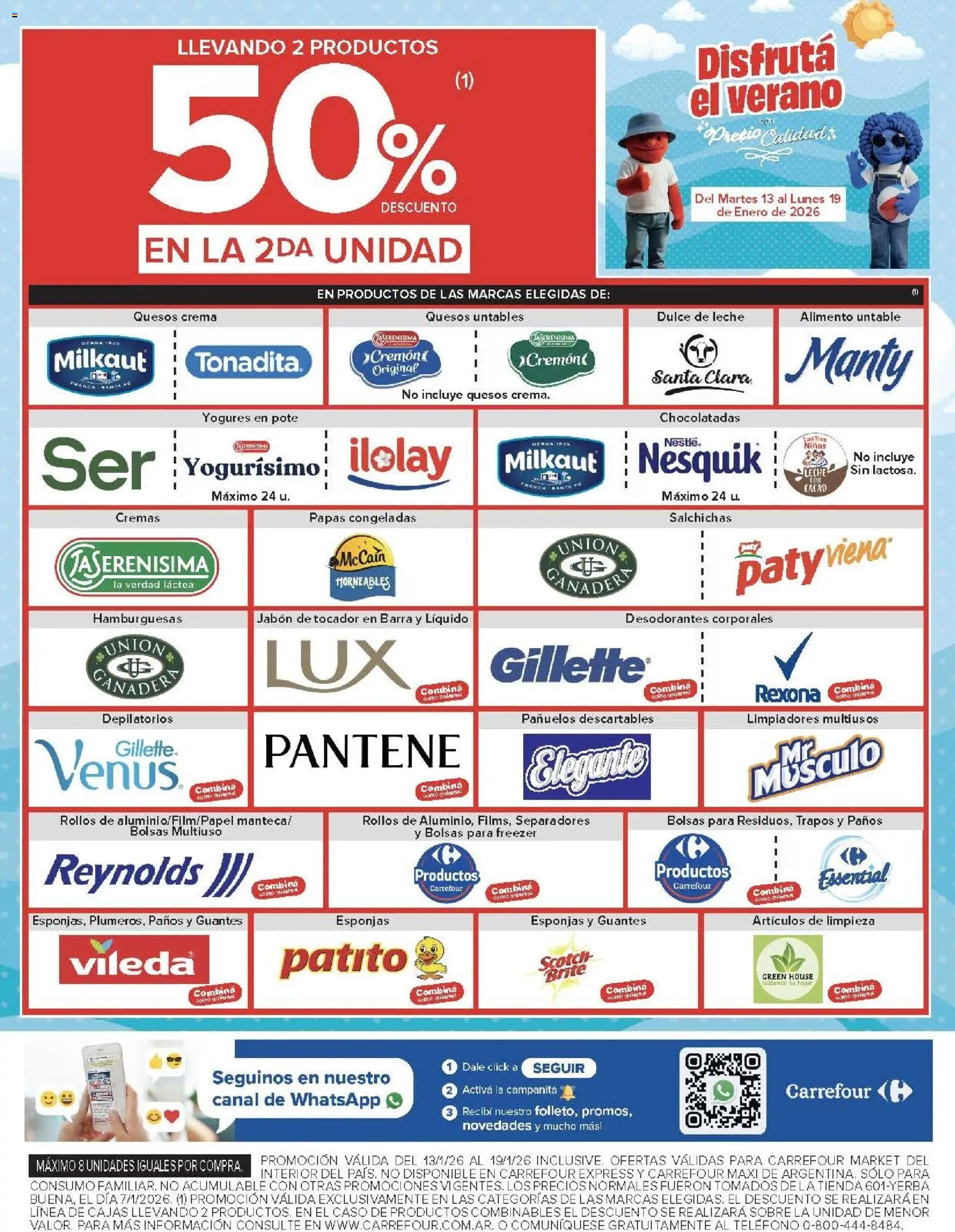 Carrefour Market catálogo │ válido desde el 13.01.2026 | Página: 8 | Productos: Teléfono, Jabón, Leche, Guantes