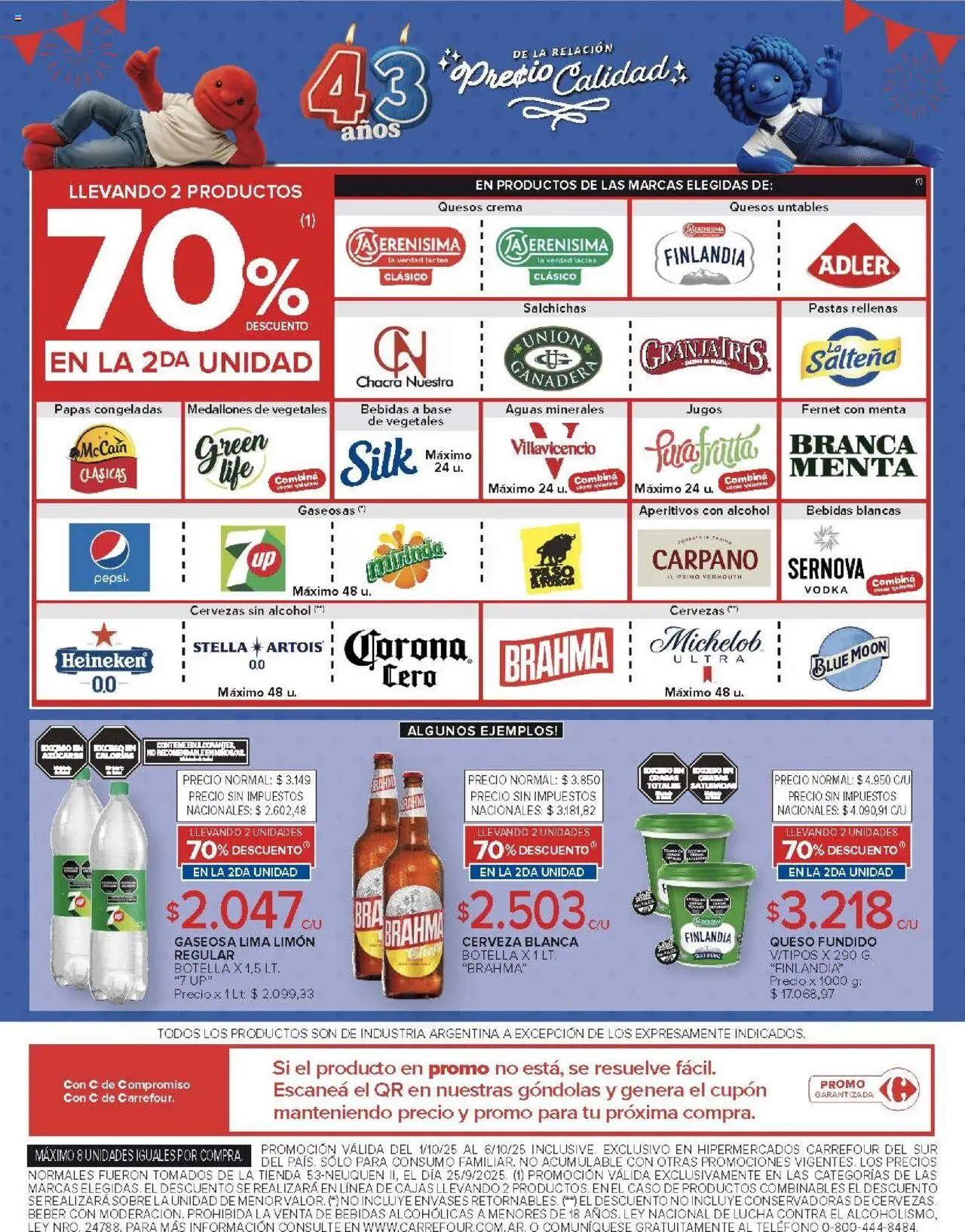 Carrefour ofertas - Comodoro │ válido desde el 01.10.2025 | Página: 6 | Productos: Botella, Gaseosa, Queso, Crema