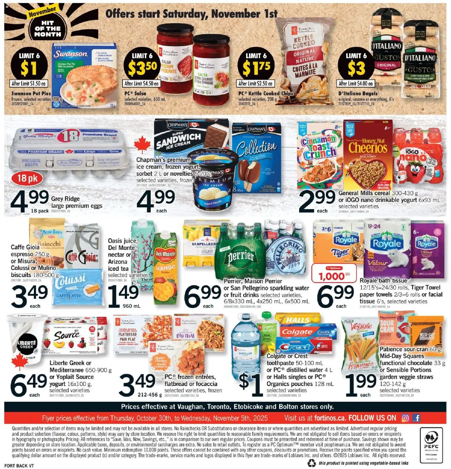 Fortinos flyer valid from 30.10.2025 | Page: 2 | Products: PC, Kettle, Toothpaste, Eggs