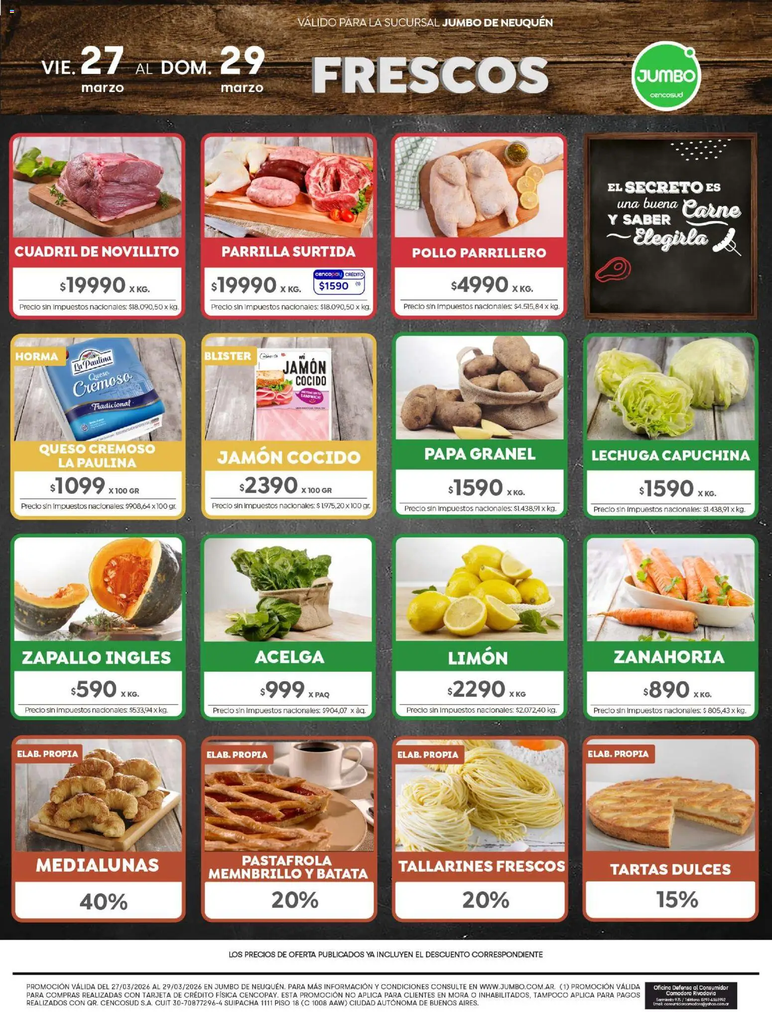 Jumbo - Ofertas | Neuquén │ válido desde el 27.03.2026 | Página: 8 | Productos: Teléfono, Parrilla, Acelga, Jamón cocido