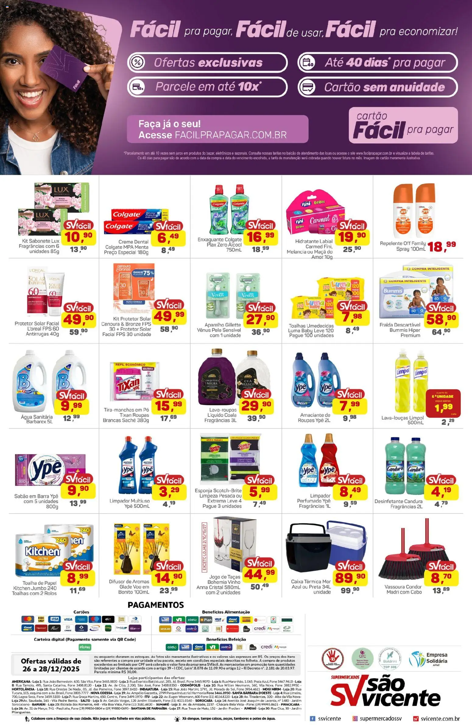 Supermercados São Vicente Folheto - válido de 26.12.2025 | Página: 4 | Produtos: Melancia, Limpador multiuso, Carteira, Protetor solar facial