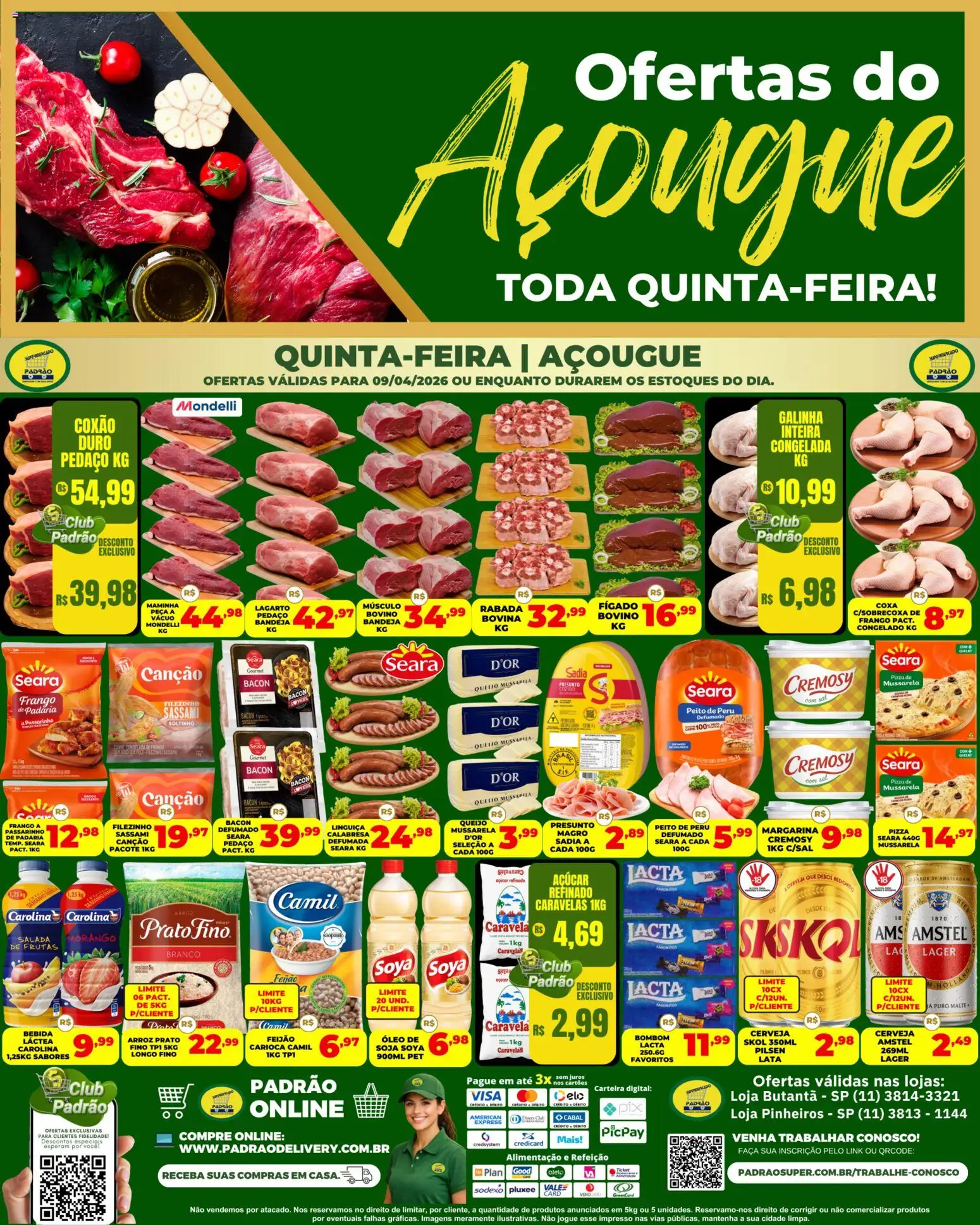 Supermercado Padrão Folheto - válido de 09.04.2026 | Página: 1 | Produtos: Presunto, Carne, Bebida, Bandeja