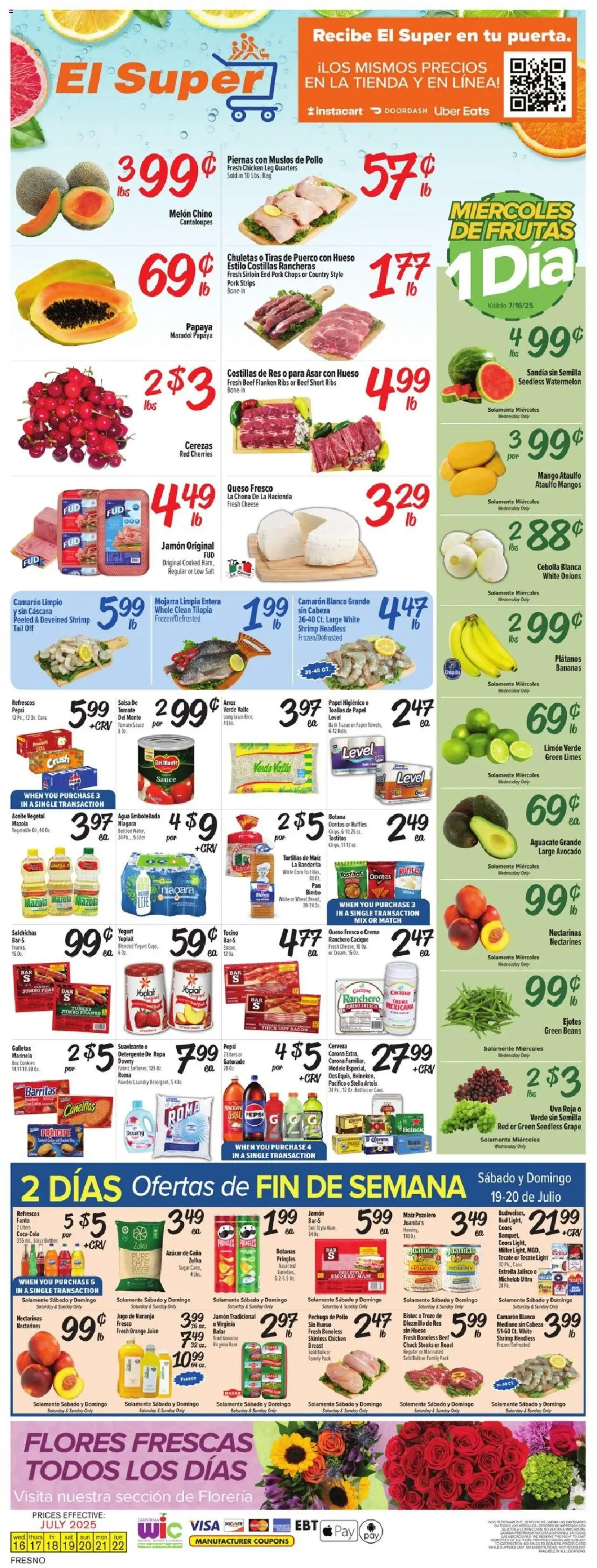 El Super Weekly Ad - CA - valid from 16.07.2025 | Page: 1 | Products: Box, Ham, Mango, Watermelon