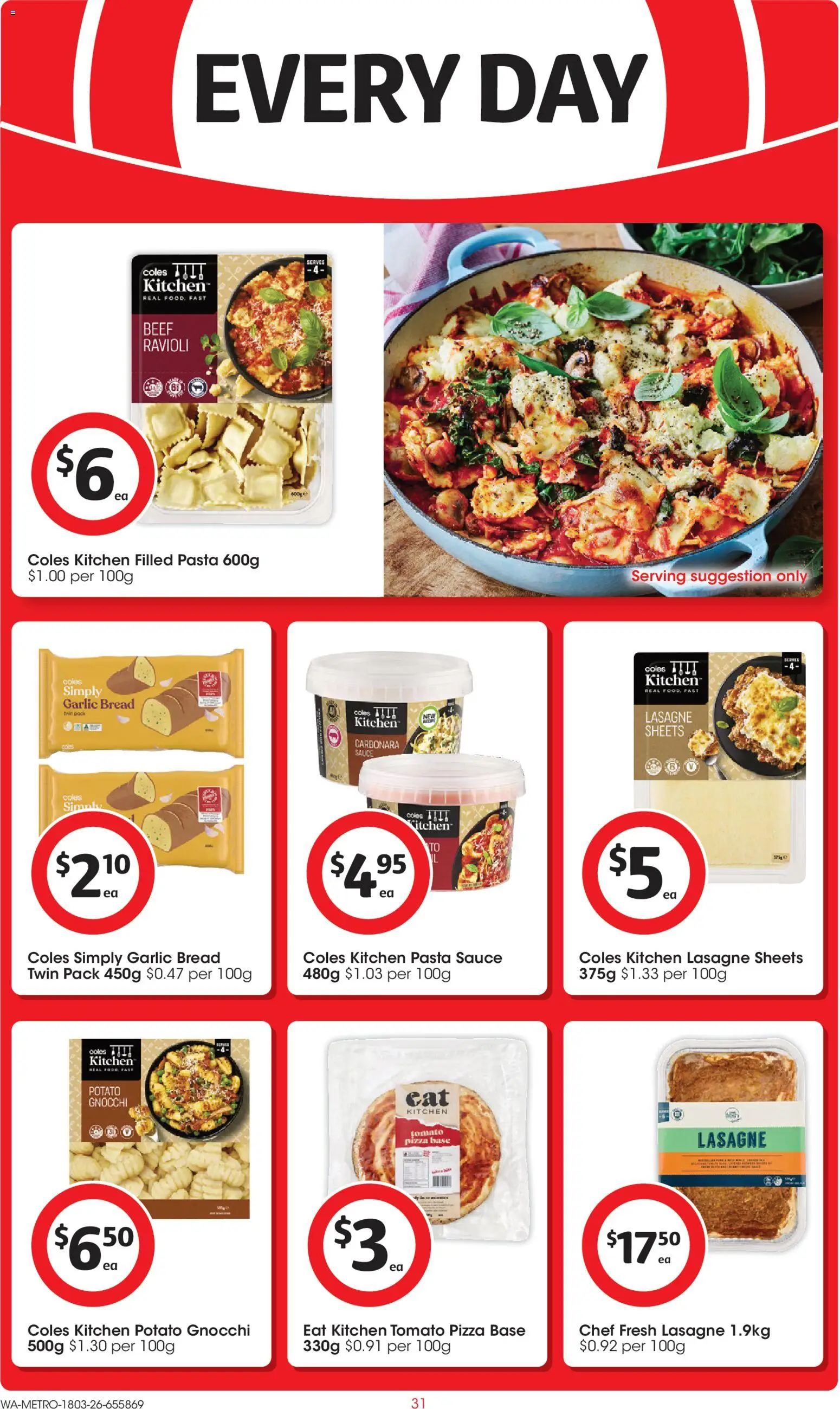 Coles catalogue - valid from 18.03.2026 | Page: 31 | Products: Pizza, Beef, Pasta, Garlic