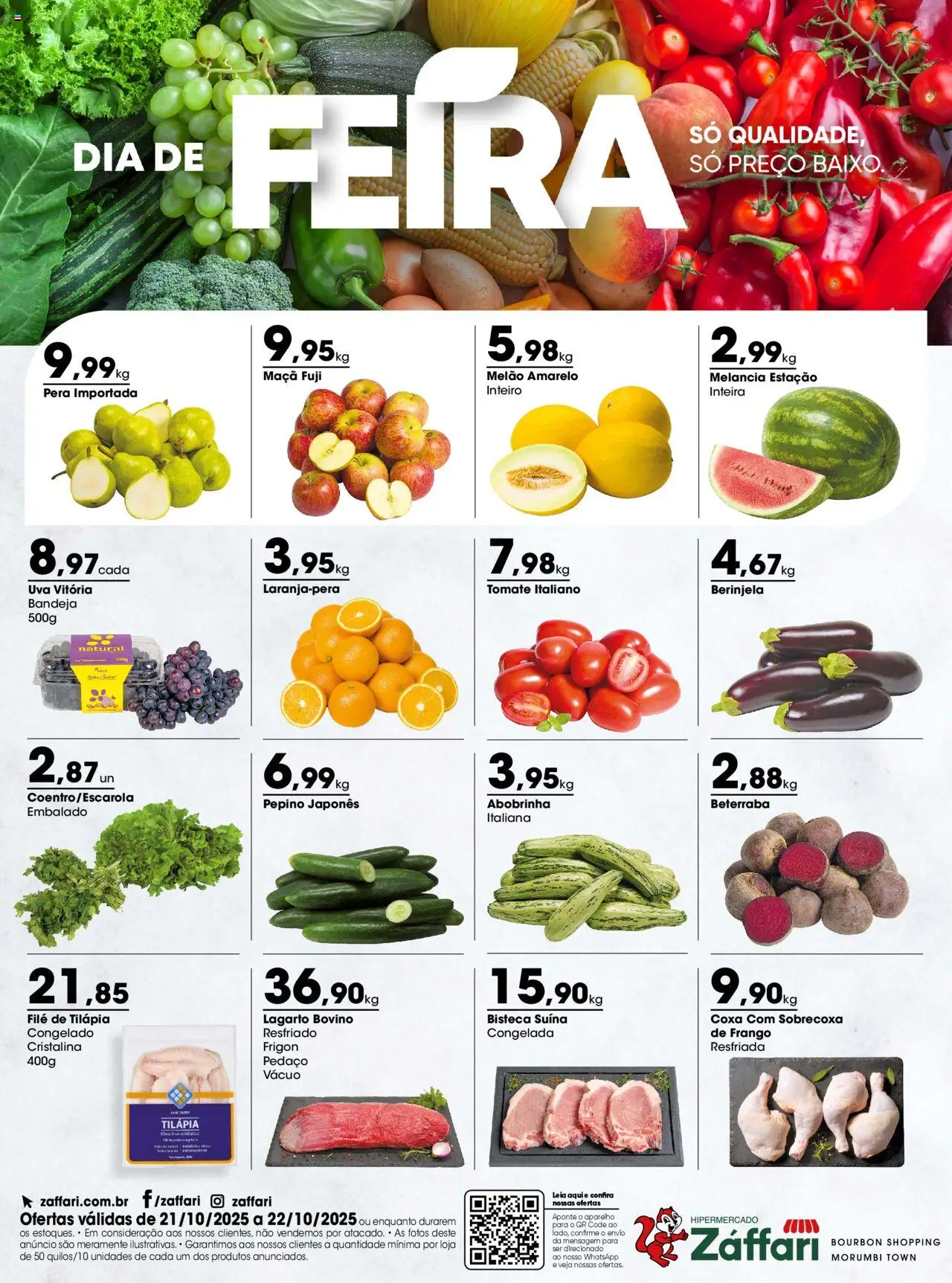 Zaffari Folheto - válido de 21.10.2025 | Página: 1 | Produtos: Melancia, Tilápia, Bourbon, Frango