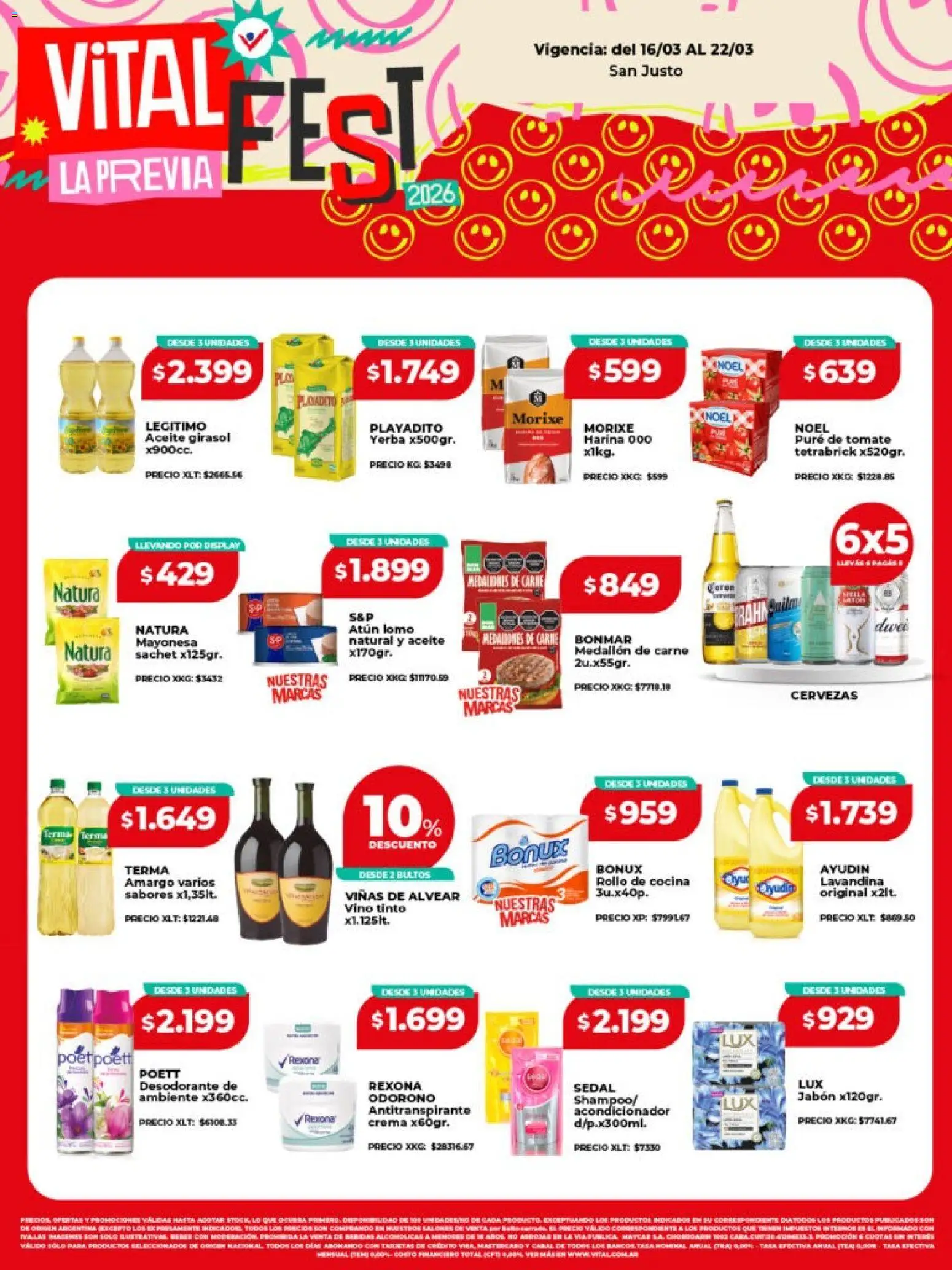 Vital - Ofertas - San Justo │ válido desde el 16.03.2026 | Página: 1 | Productos: Yerba, Atún, Desodorante, Tomate