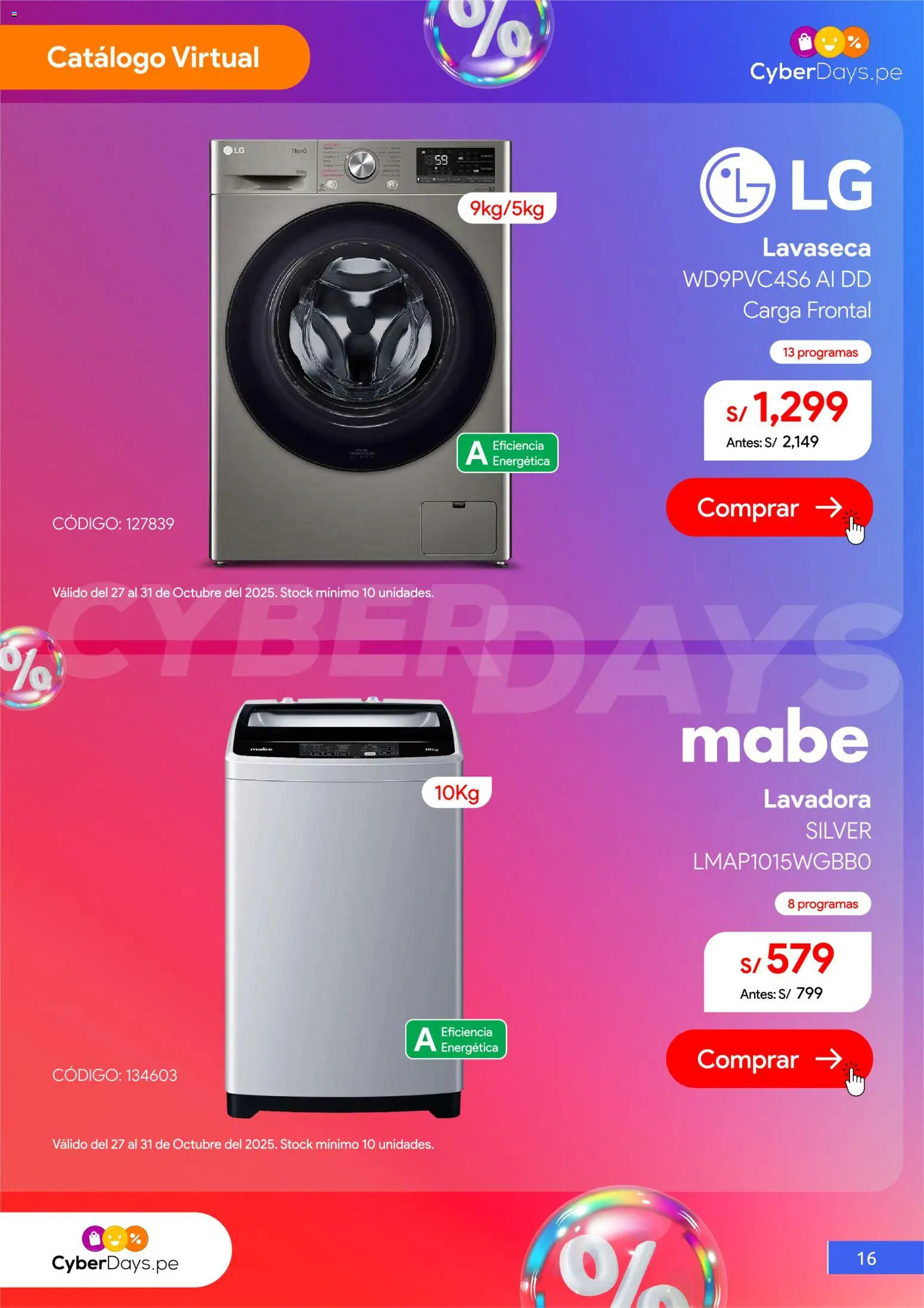 Catálogo Hiraoka válido desde 27.10.2025 | Página: 17 | Productos: Lavadora