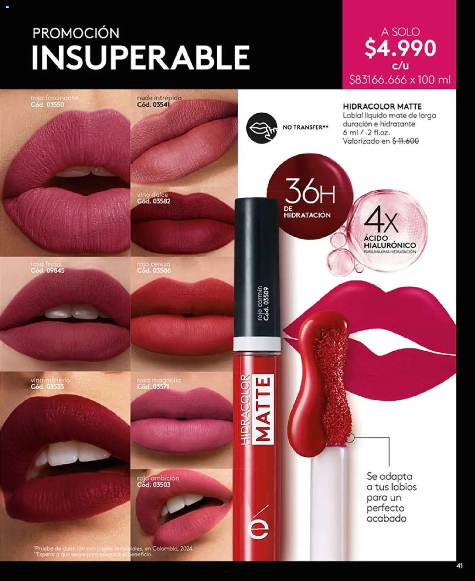 Catálogo Ésika Campaña 6 │ válido desde el 01.04.2026 | Página: 41 | Productos: Mate, Vino, Labial