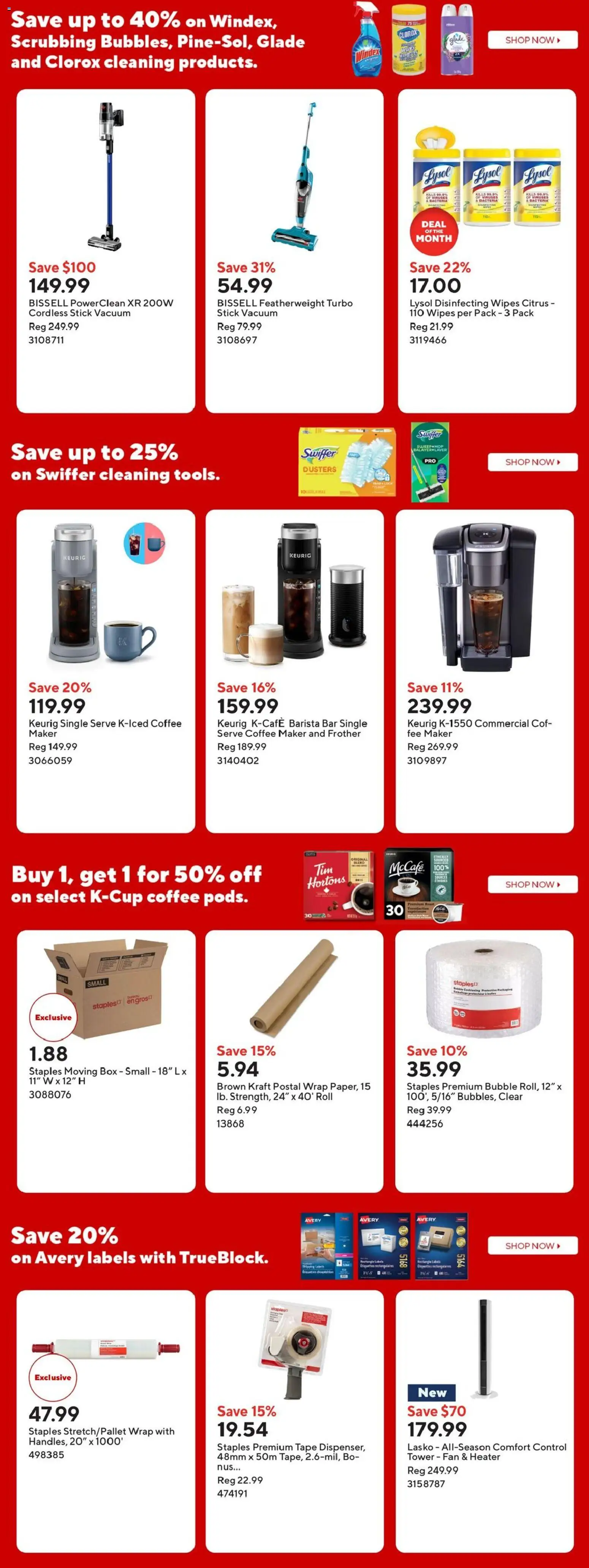 Staples flyer valid from 10.04.2026 | Page: 3 | Products: Coffee maker, Fan, Box, Coffee
