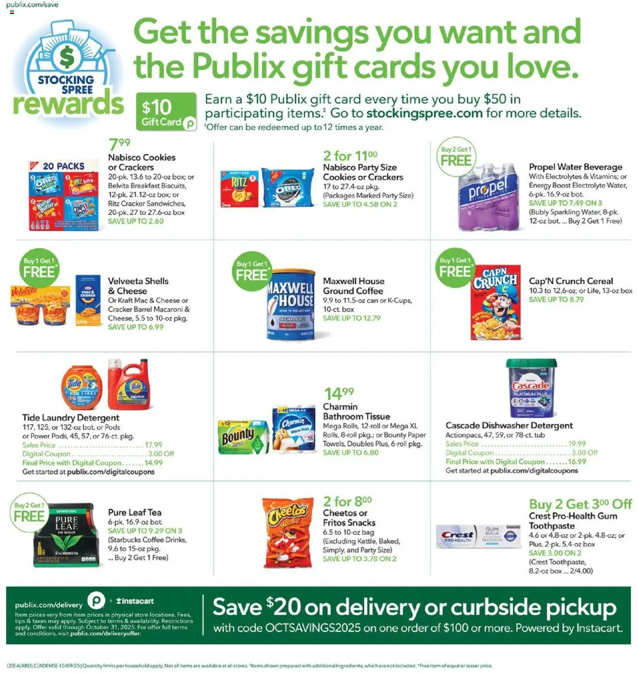 Publix Leaflet - valid from 08.10.2025 | Page: 20 | Products: Butter, Tea, Detergent, Water