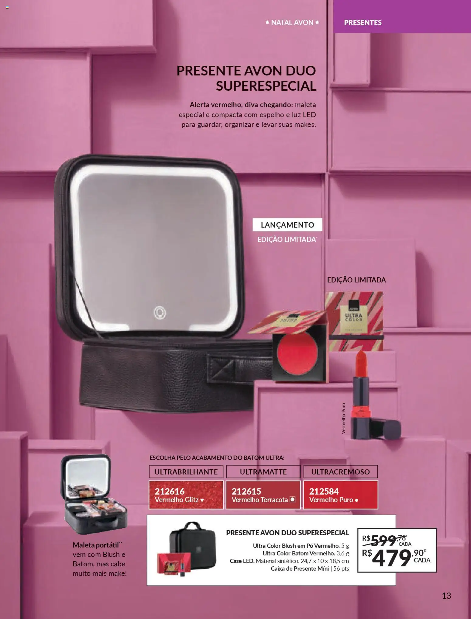 Avon Folheto - válido de 21.11.2025 | Página: 13 | Produtos: Pó, Batom, Caixa, Espelho