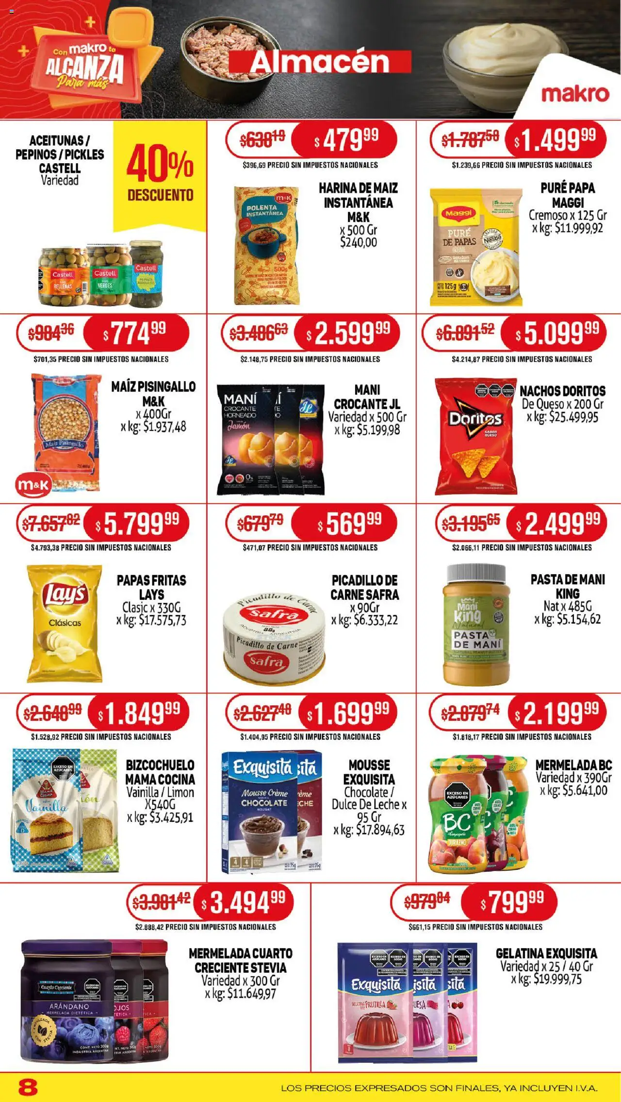 Makro ofertas │ válido desde el 31.07.2025 | Página: 8 | Productos: Harina, Aceitunas, Mousse, Leche