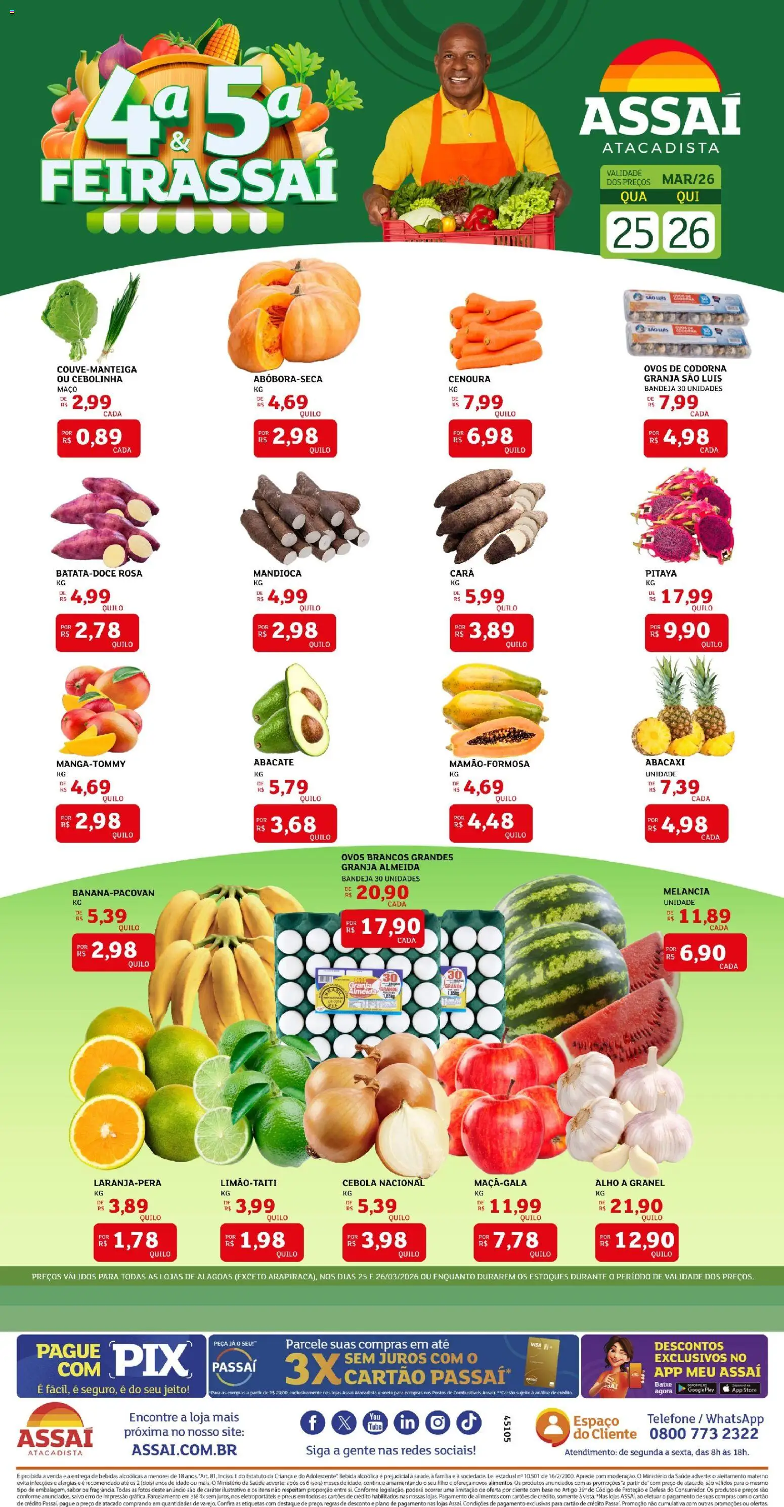 Assaí Atacadista Folheto - válido de 25.03.2026 | Página: 1 | Produtos: Abacaxi, Cenoura, Bebida, Bandeja