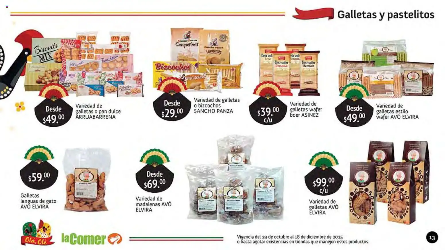 Nuevas ofertas de La Comer válidas en toda la República Mexicana desde el 29.10.2025. ¡Encuentra las mejores ofertas en La Comer folleto Olá, Olé! | Página: 13 | Productos: Sal, Pan dulce, Pan, Galletas
