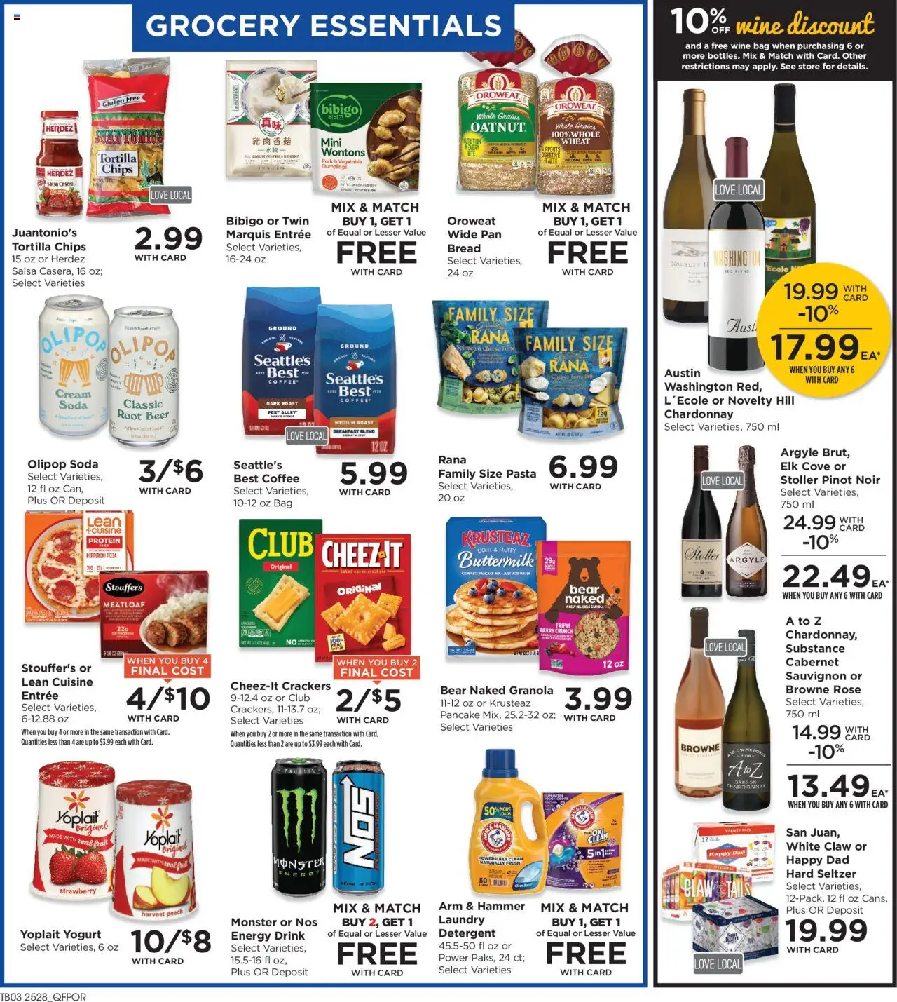 QFC Weekly Ad - OR - valid from 13.08.2025 | Page: 4 | Products: Spinach, Coffee, Pasta, Bag