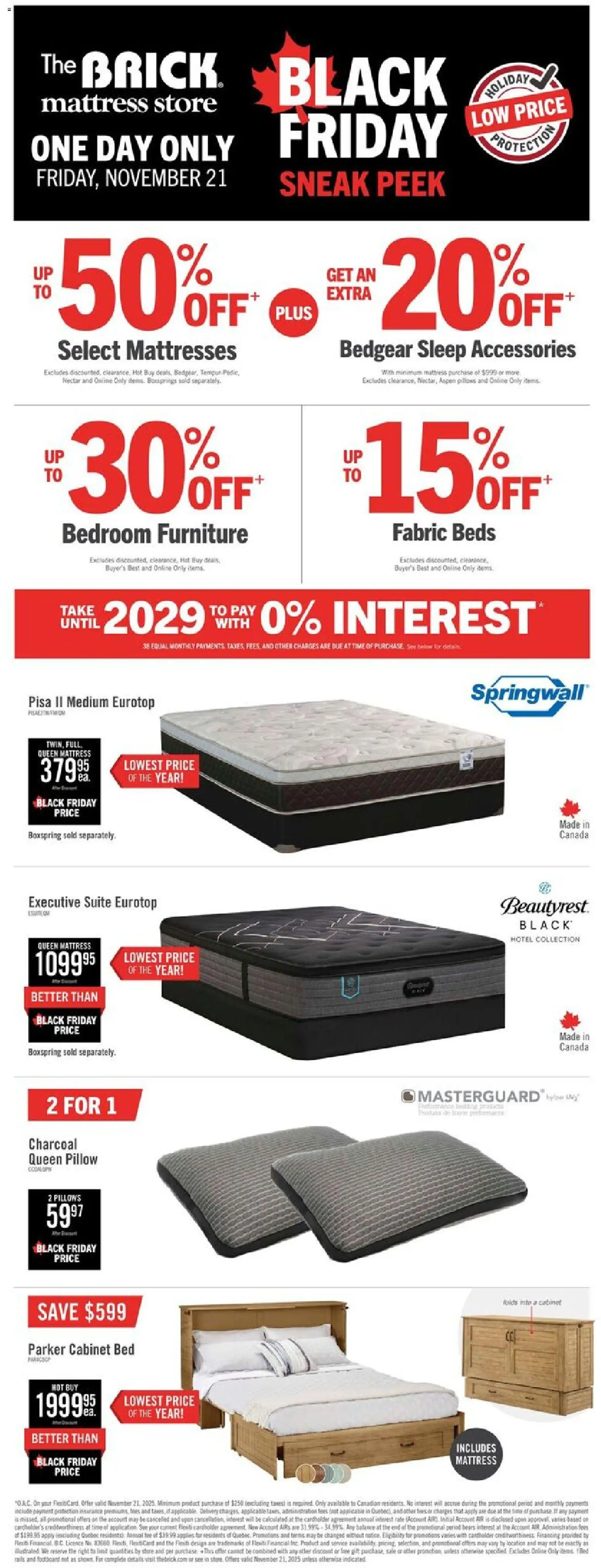 The Brick flyer valid from 21.11.2025 | Page: 1 | Products: Bed, Mattress, Pillow, Cabinet